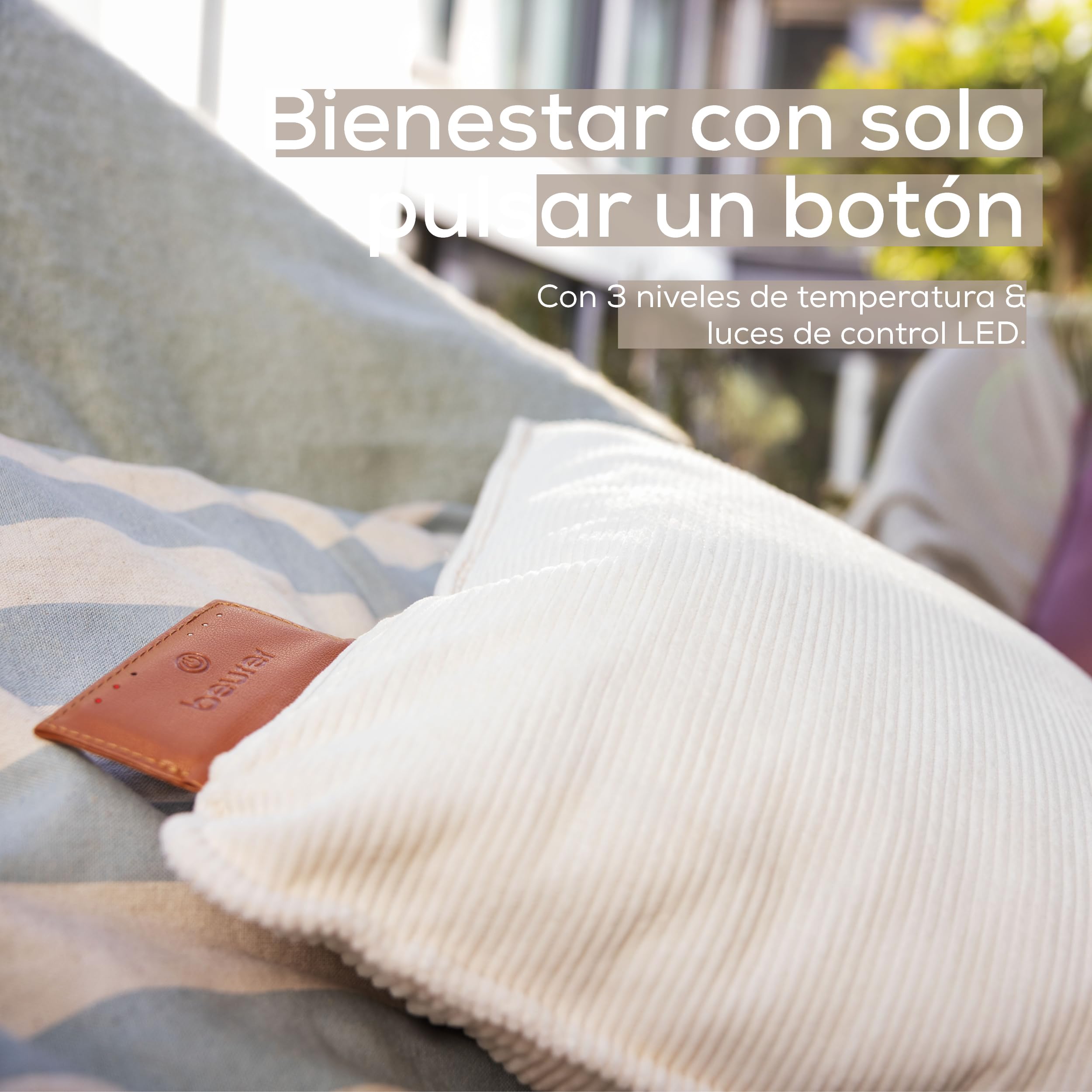 Beurer Heaty Almohadilla eléctrica, almohadilla eléctrica inalámbrica, con mecanismo de desconexión automática y 3 niveles de temperatura, con rápido calentamiento, blanco
