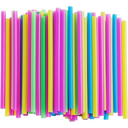 ALINK Assorted Bright Colors Jumbo Smoothie Straws, Wide Plastic Disposable Straws, Pack of 100 Pieces