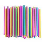ALINK Assorted Bright Colors Jumbo Smoothie Straws, Wide Plastic Disposable Milkshake Straws, Pack of 100 Pieces