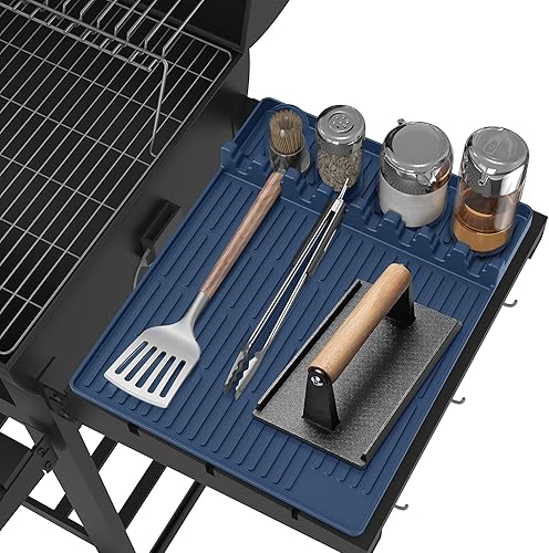 Miniatura 12 de Alfombrilla de herramientas de parrilla de silicona para Blackstone – Alfombrilla grande de espátula de silicona con almohadilla de goteo –