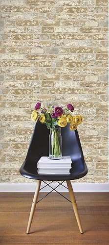 Miniatura 4 de RoomMates - RMK9037WP papel tapiz de ladrillo estucado marrón y papel adhesivo pintado de decoración