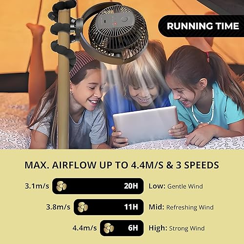 Miniatura 7 de Ventilador pequeño, ventilador de trípode flexible para cochecito - Ventilador portátil - Mini ventilador portátil, recargable, refrigeración