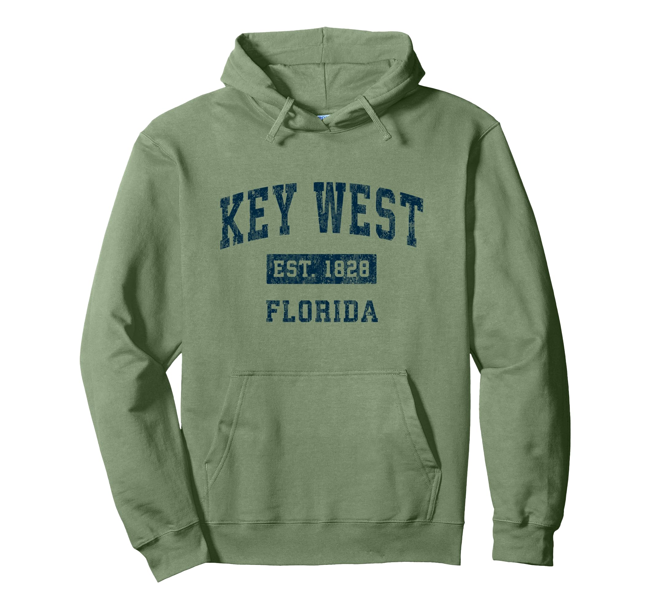 Key West Florida FL Vintage Sports Design Navy Print Pullover Hoodie
