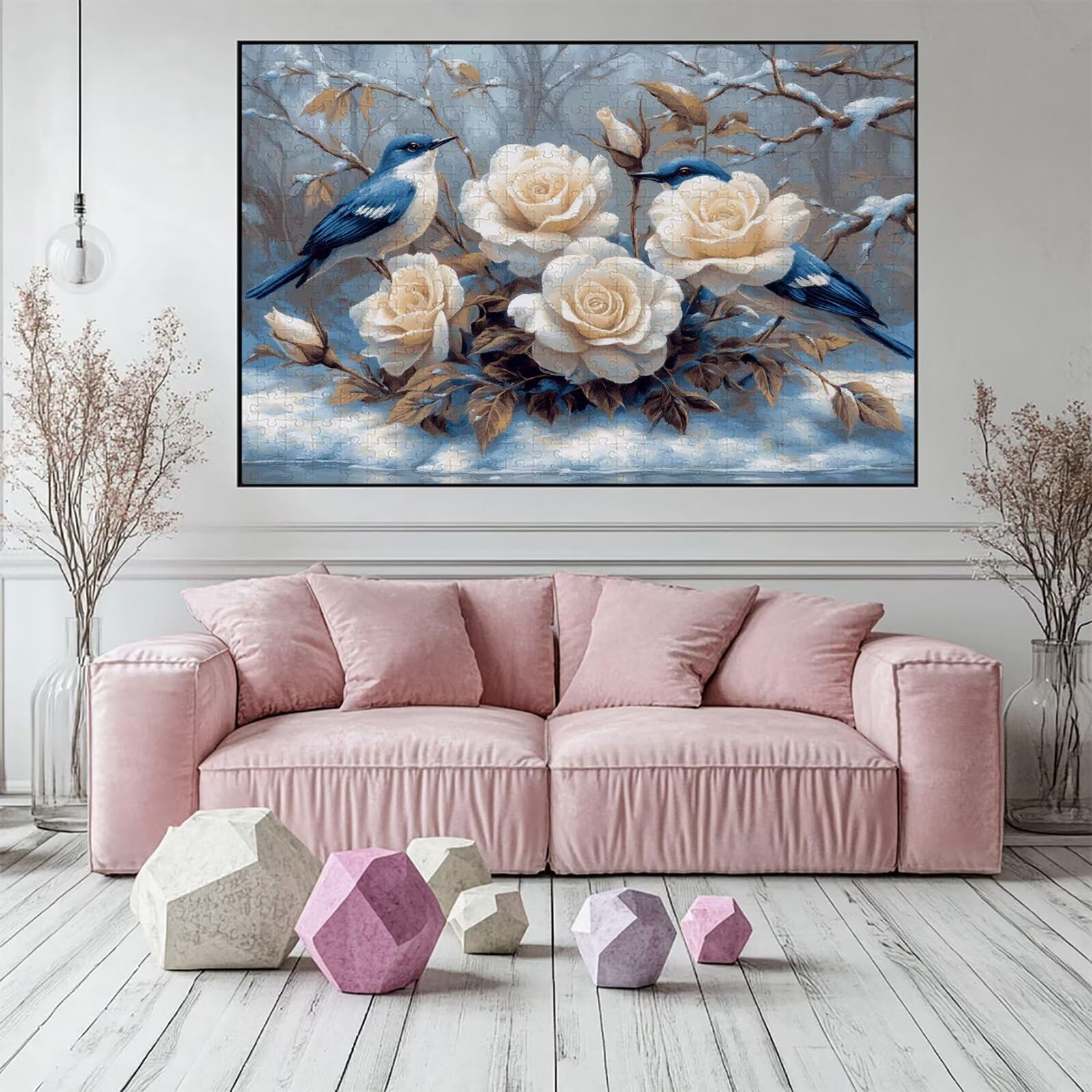 Puzzle 3000 elementów różowe puzzle dla dorosłych ptak 122 x 81 cm unikalne rzemiosło klasyczne 3D drewniana układanka do rodzinnych gier aktywnych, układanka do samodzielnego wykonania nawet do