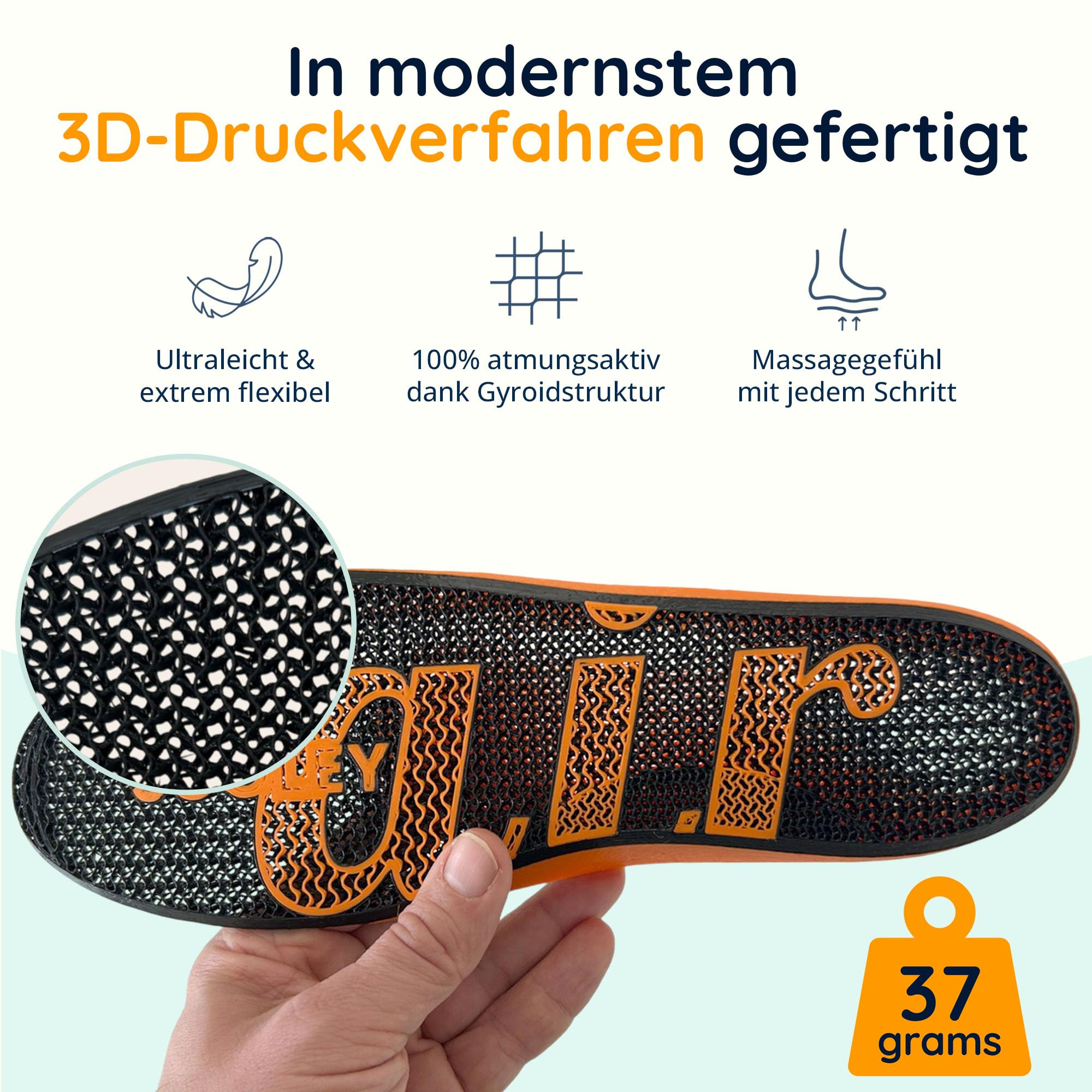 Air Einlegesohlen – Ultraleichte & atmungsaktive Schuheinlagen mit modernster 3D-Drucktechnologie – Ideal bei Plattfuß, Knick-Senkfuß & zur Fußstabilisierung im Alltag und Sport