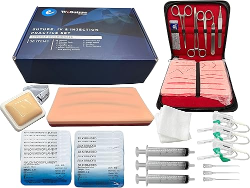 Endure Suture IV y kit de entrenamiento de inyección 50 artículos almohadilla de silicona duradera con kit de herramientas ideal para cualquier
