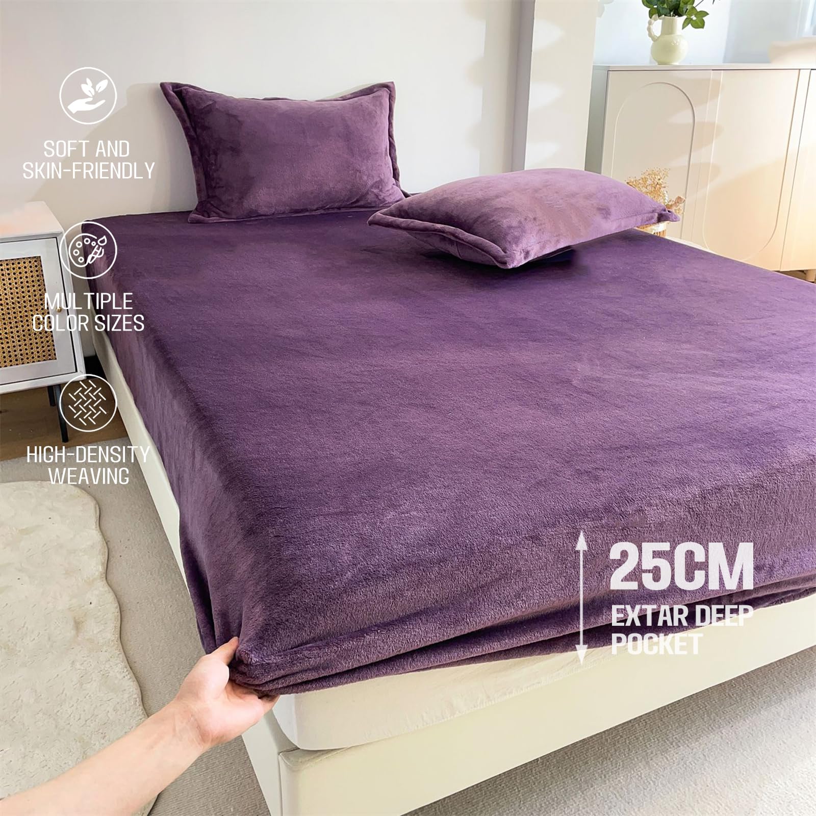 Drap Housse Polaire 150x200 Blanc Lit King Size