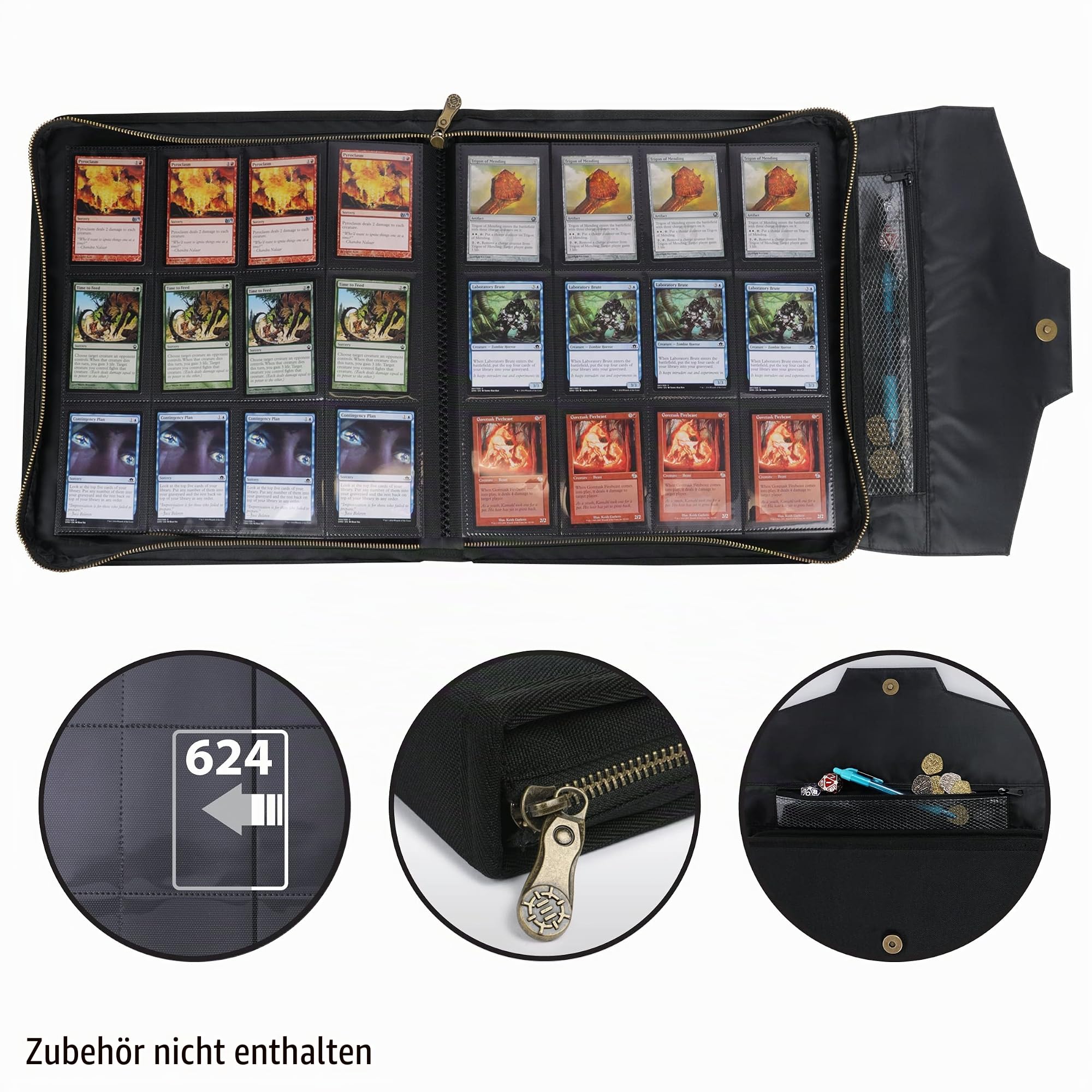 ENHANCE Sammelkarten-Ordneralbum – TCG-Ordner mit 12 Fächern für 624 Karten – Kartenordner mit seitlicher Einschubmöglichkeit und Zubehörtasche, hochwertiges, schützendes Äußeres