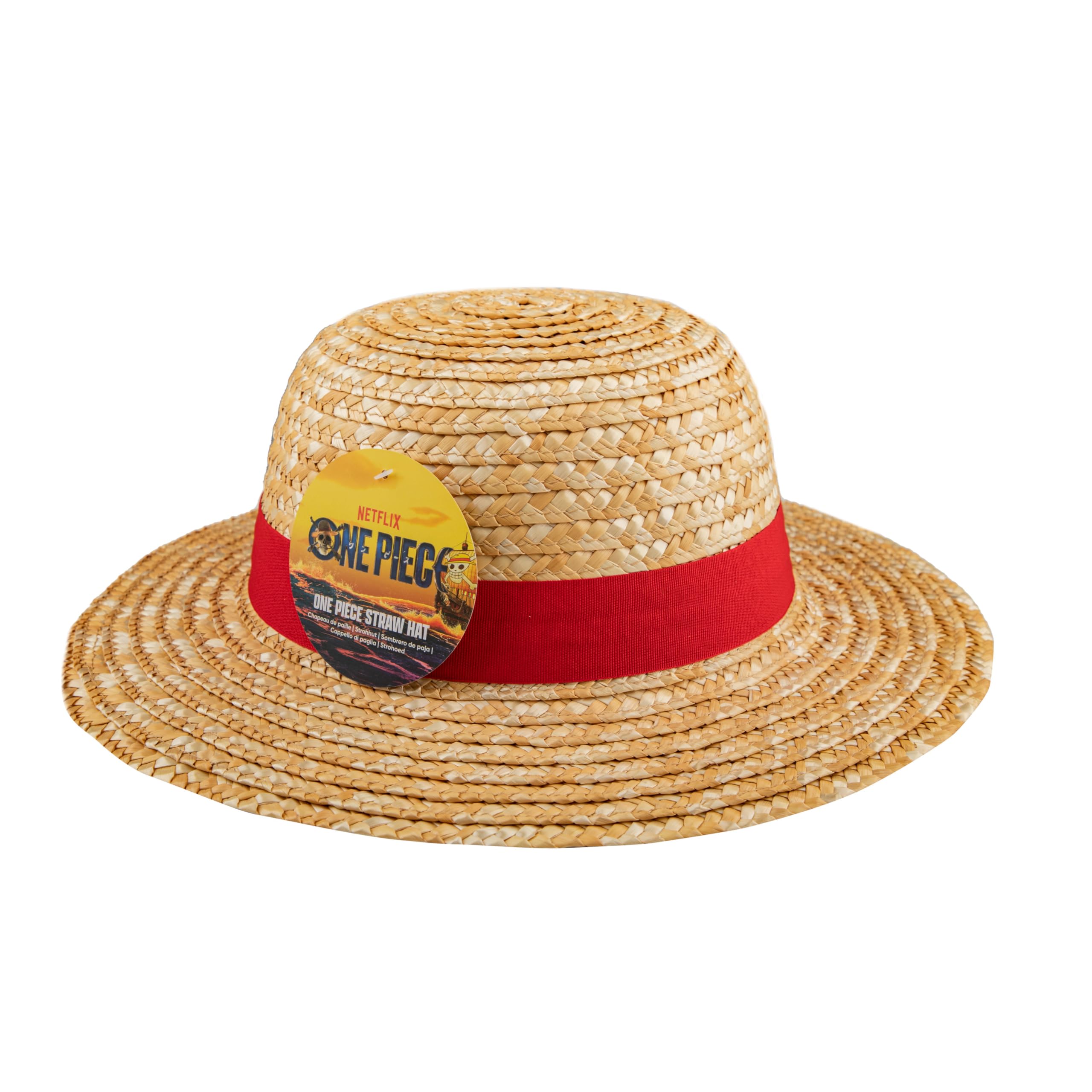 Cinereplicas One Piece - Luffy Słomkowy Kapelusz 58-61 cm - Oficjalna Licencja, Czerwony i jasnożółty, rozmiar uniwersalny