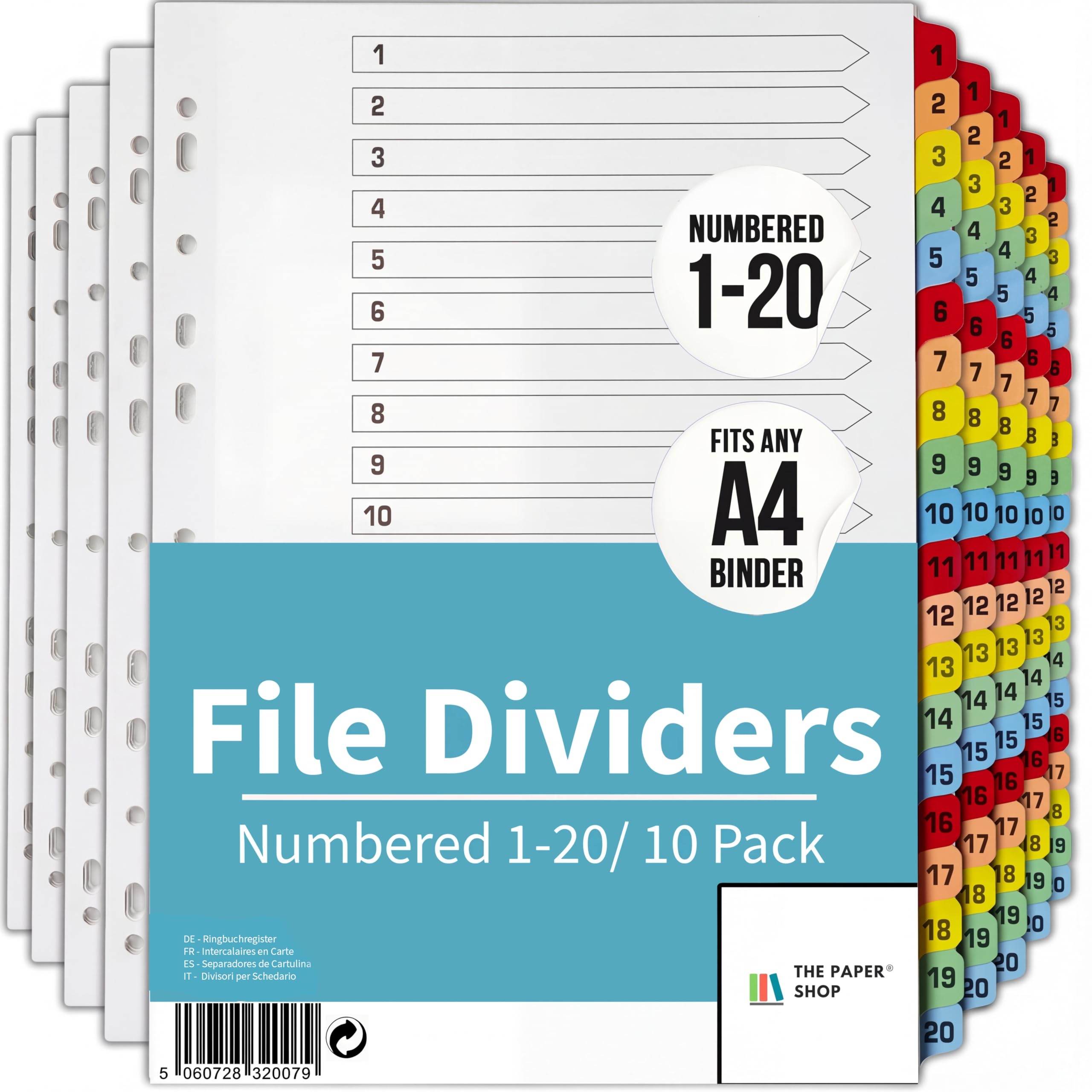 Amazon | The Paper Shop バインダーディバイダー タブ付き A4 1-20
