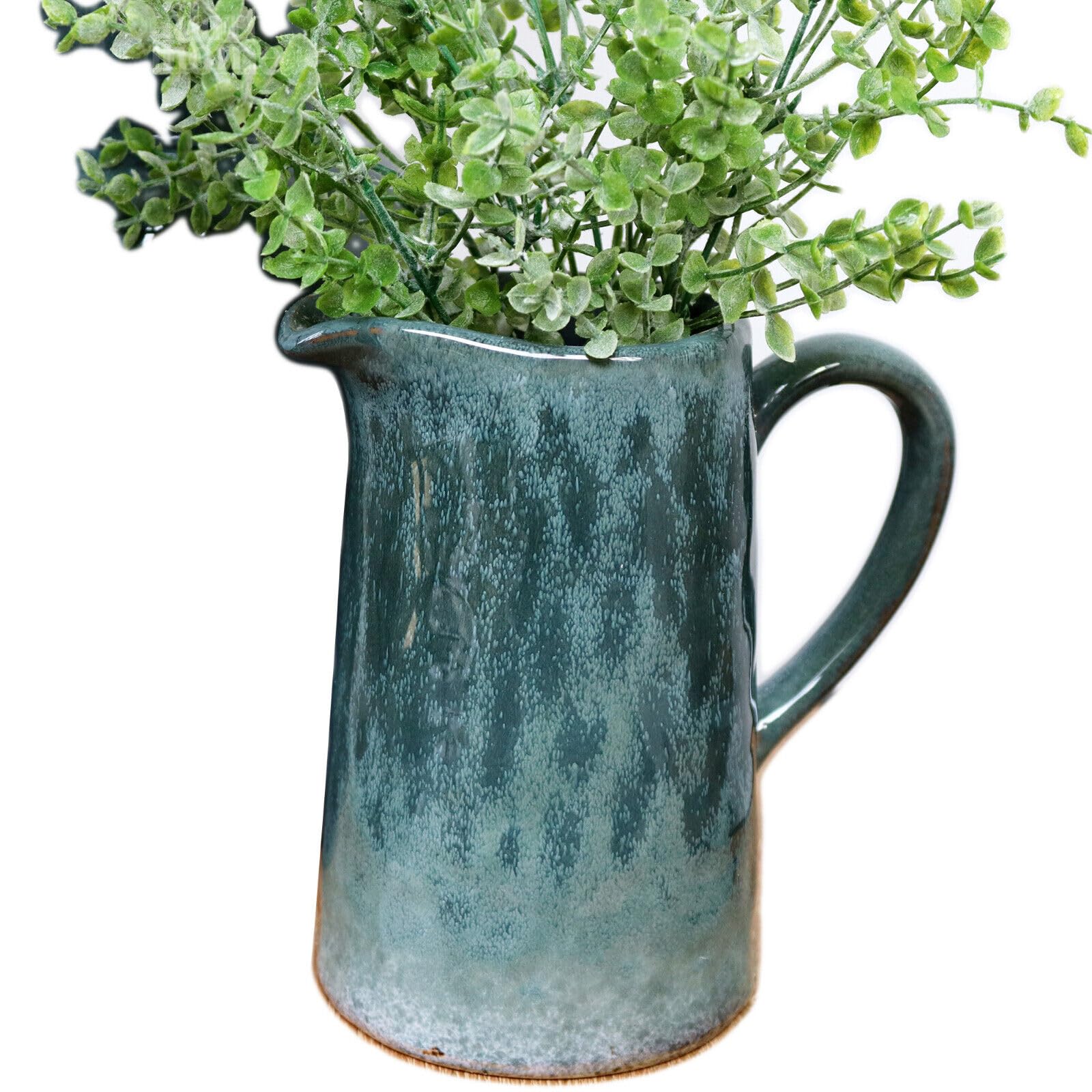 Darthome Blue Reactive Glaze Jug Stoneware Glossy Flower Vase Table Centrepiece Pitcher