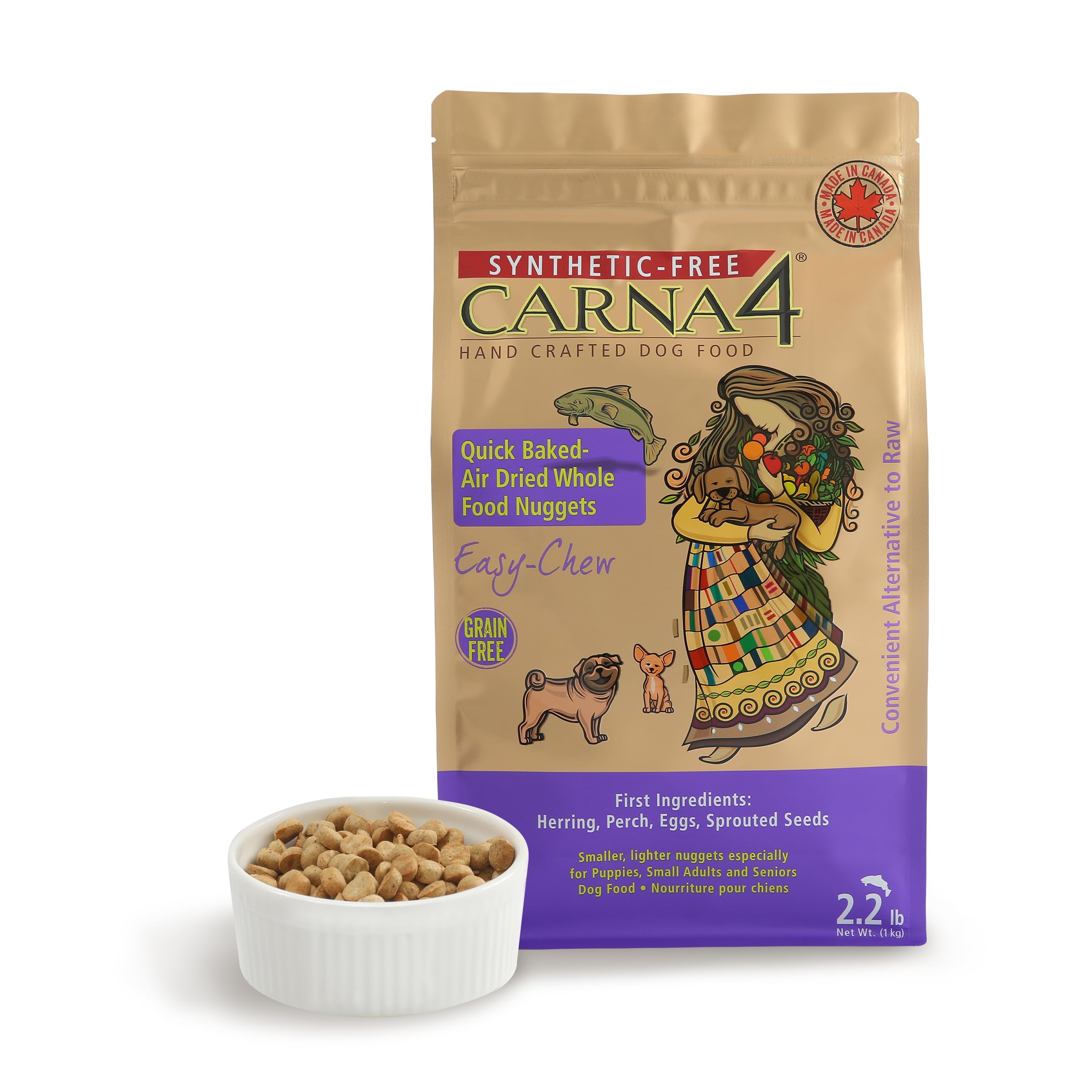 CARNA4 Gentle Quick-Baked Air-Dried Dog Food, Fish Recipe, Easy-Chew, 2.2lb