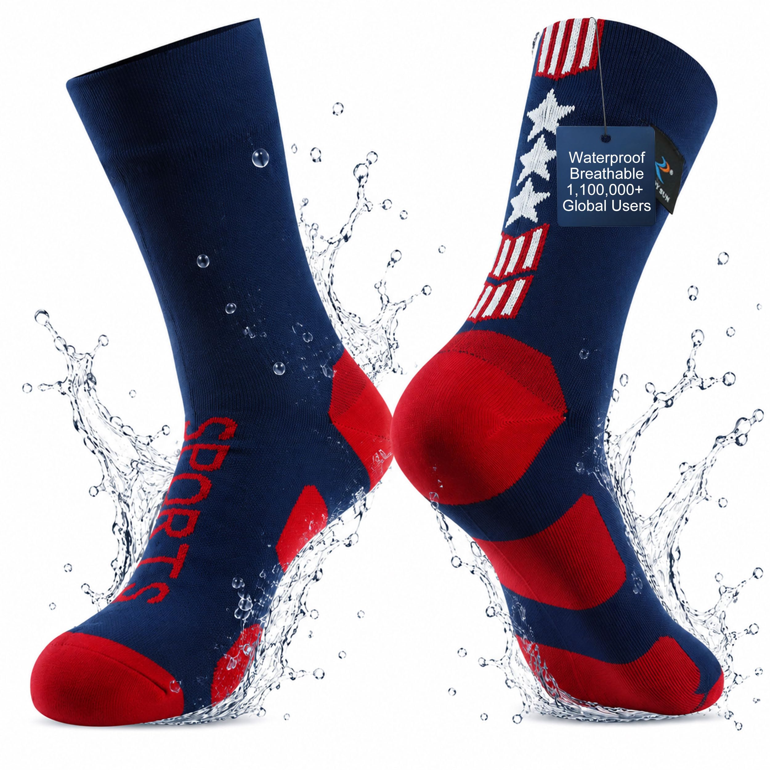 RANDY SUN Waterproof Breathable Socks, [SGS Certified] Unisex Skiing Trekking Hiking Wading Trail Socks
