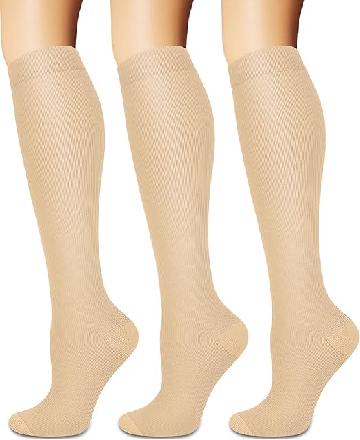 Compression Socks for Women and Men Circulation (3 Pairs) - Best for Nursing,Running,Travel Knee High Socks