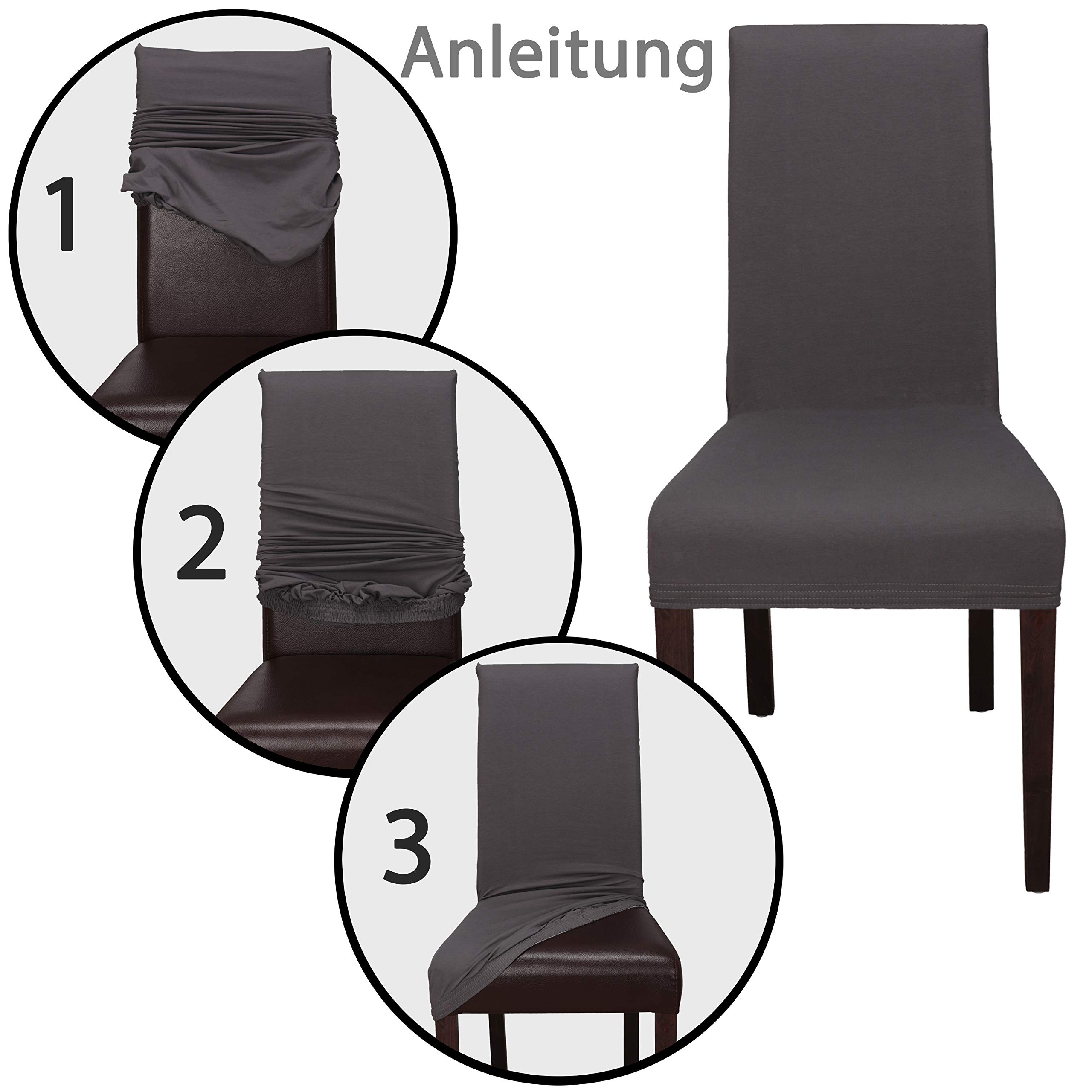 Staboos Stuhlhussen 2er Set - Hohe Elastizität - Stuhlbezug 2er Set - ÖKO TEX Zertifiziert (Creme)