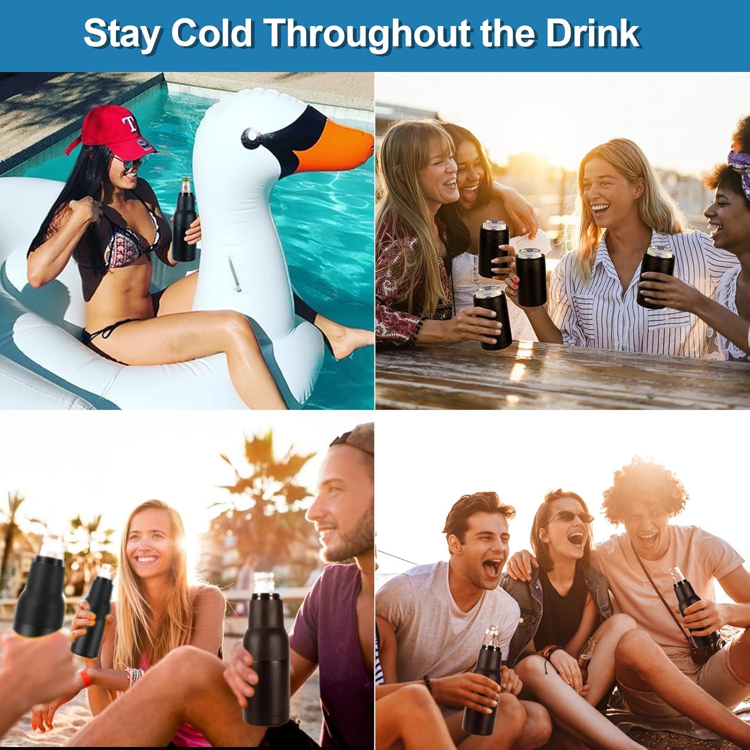 Beer Can Cooler, 12Oz Beer Bottle Cooler With Beer Opener, 3 In 1 Slim Can Cooler Insulated, Vacuum Insulated Double Walled Stainless Steel Beer Bottle Holder - Image 7