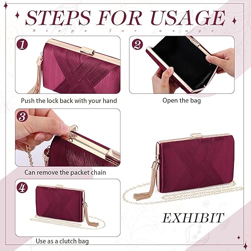 Vista 4 de Jadive Juego de 3 monederos de mano para mujer, bolso de noche, para boda, vintage, banquete, aretes, collar