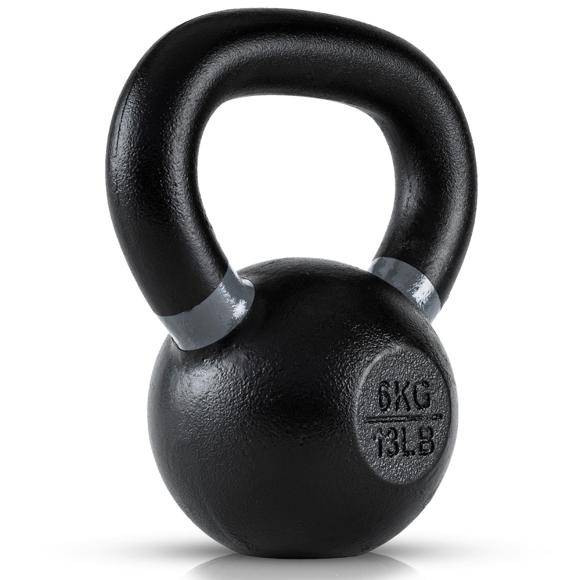 Single Cast Iron Kettlebell | Powder Coated - Wide Handle Weights for Core & Glute Workouts; Swings, Squats, Deadlifts; Strength, Endurance & Flexibility for Men & Women