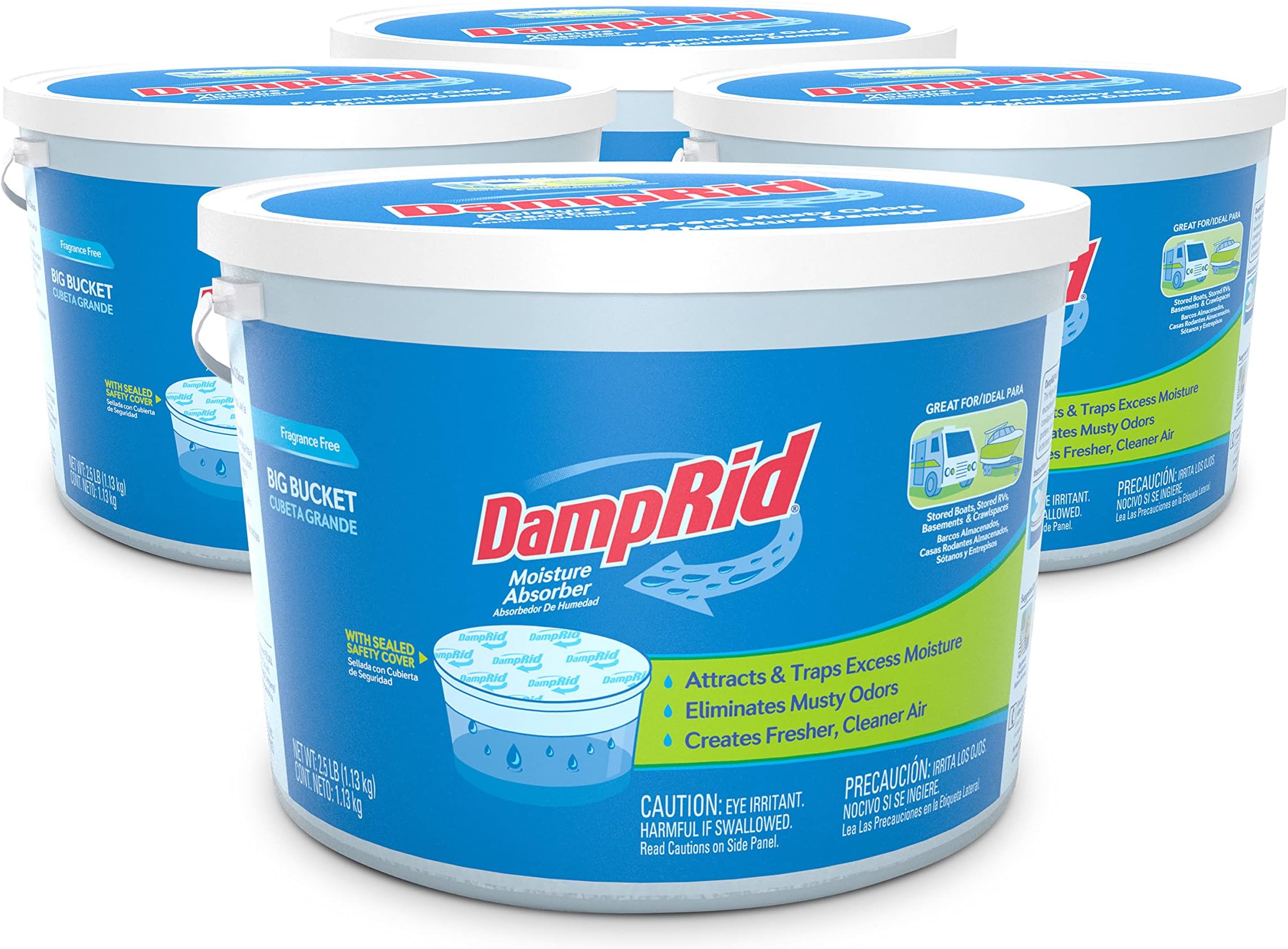 DampRid Fragrance Free 2.5 lb. Hi-Capacity Bucket - Moisture Absorber for Fresher, Cleaner Air in Large Spaces (FGAM50)