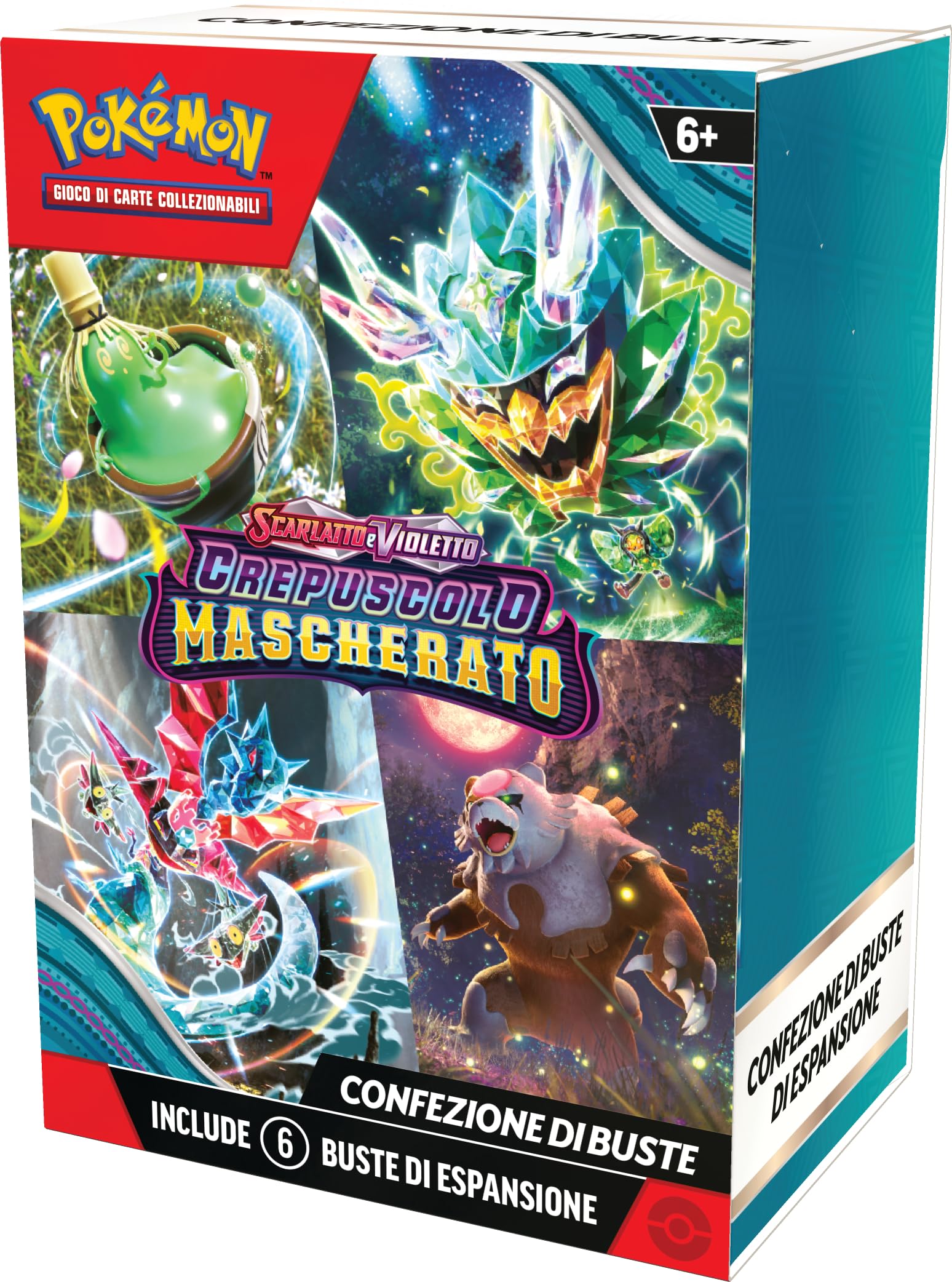 Confezione di buste dell’espansione Scarlatto e Violetto - Crepuscolo Mascherato del GCC Pokémon (sei buste di espansione), edizione in italiano