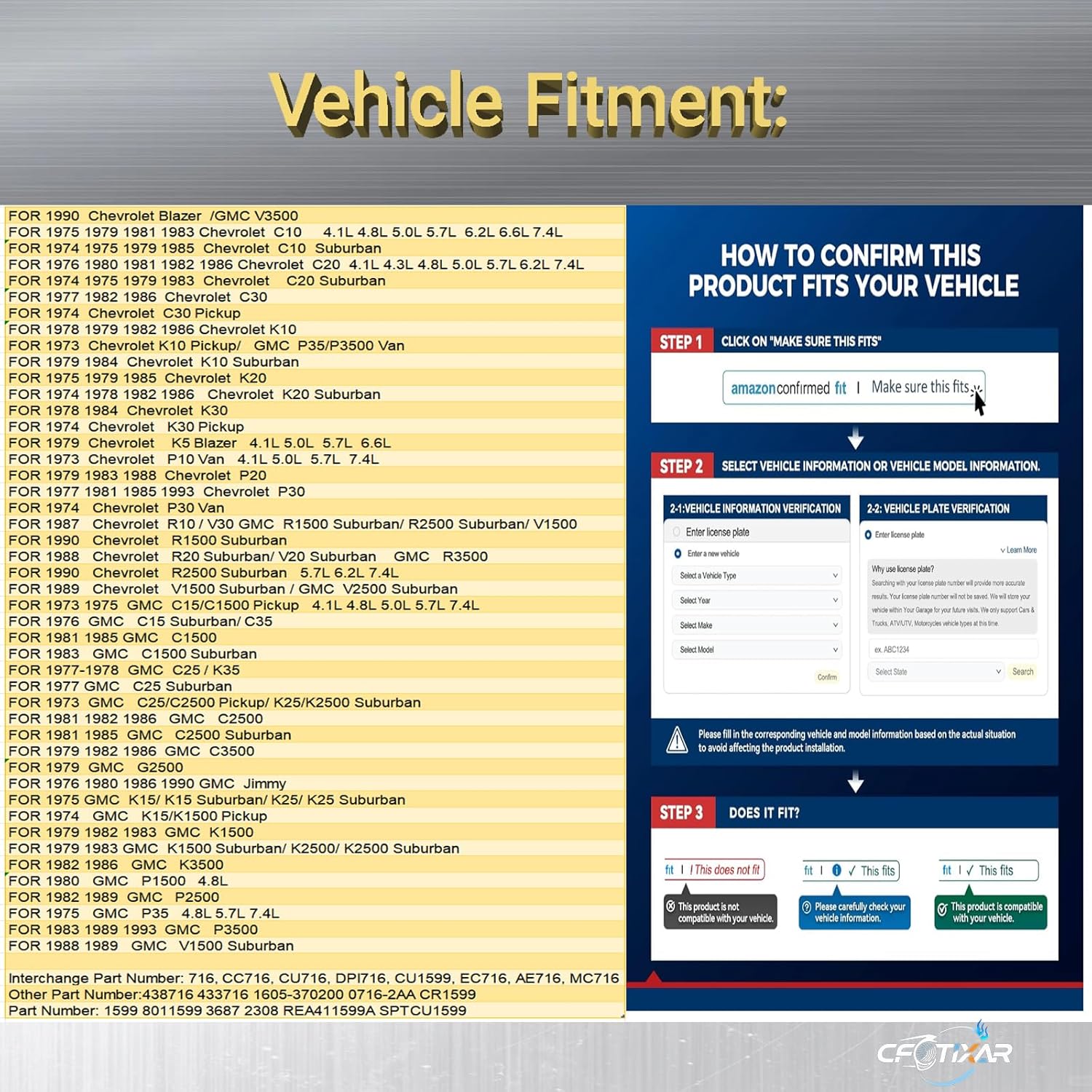 3-Row Aluminum Radiator for 73-87,84 Chevy C/K C10 C20 C30 K10 K20 GMC C15 Truck for 1973-1991 GMC model AT 44mm Core Thickness Automotive Replacement Engine Radiators with TOC