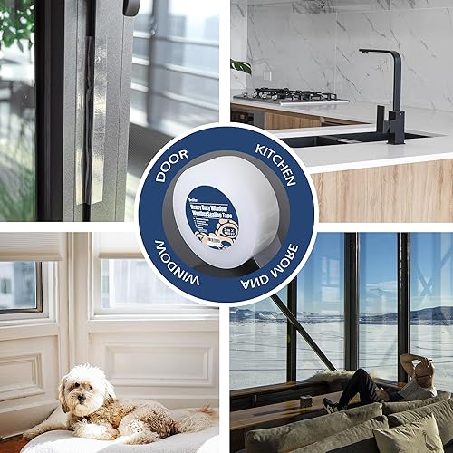 Miniatura 7 de Cinta de sellado resistente para ventanas, cinta transparente para ventana de invierno y aislamiento de CA, kit de sellado de ventana de invierno