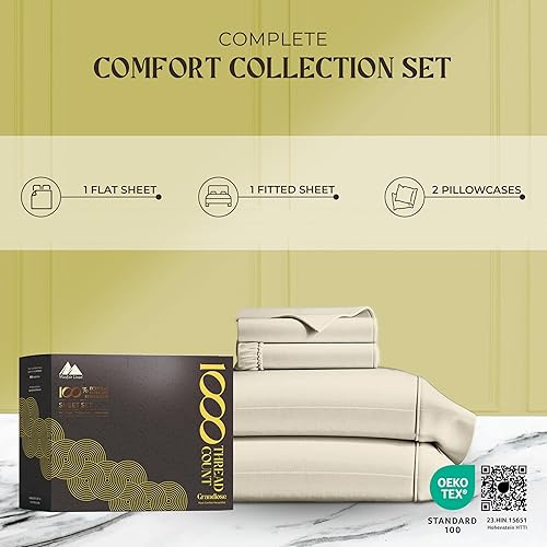 Miniatura 14 de Mayfair Linen Sábanas 100% de algodón egipcio tamaño Queen – Juego de sábanas de 1000 hilos de algodón egipcio tamaño Queen, 6 piezas, color rubor