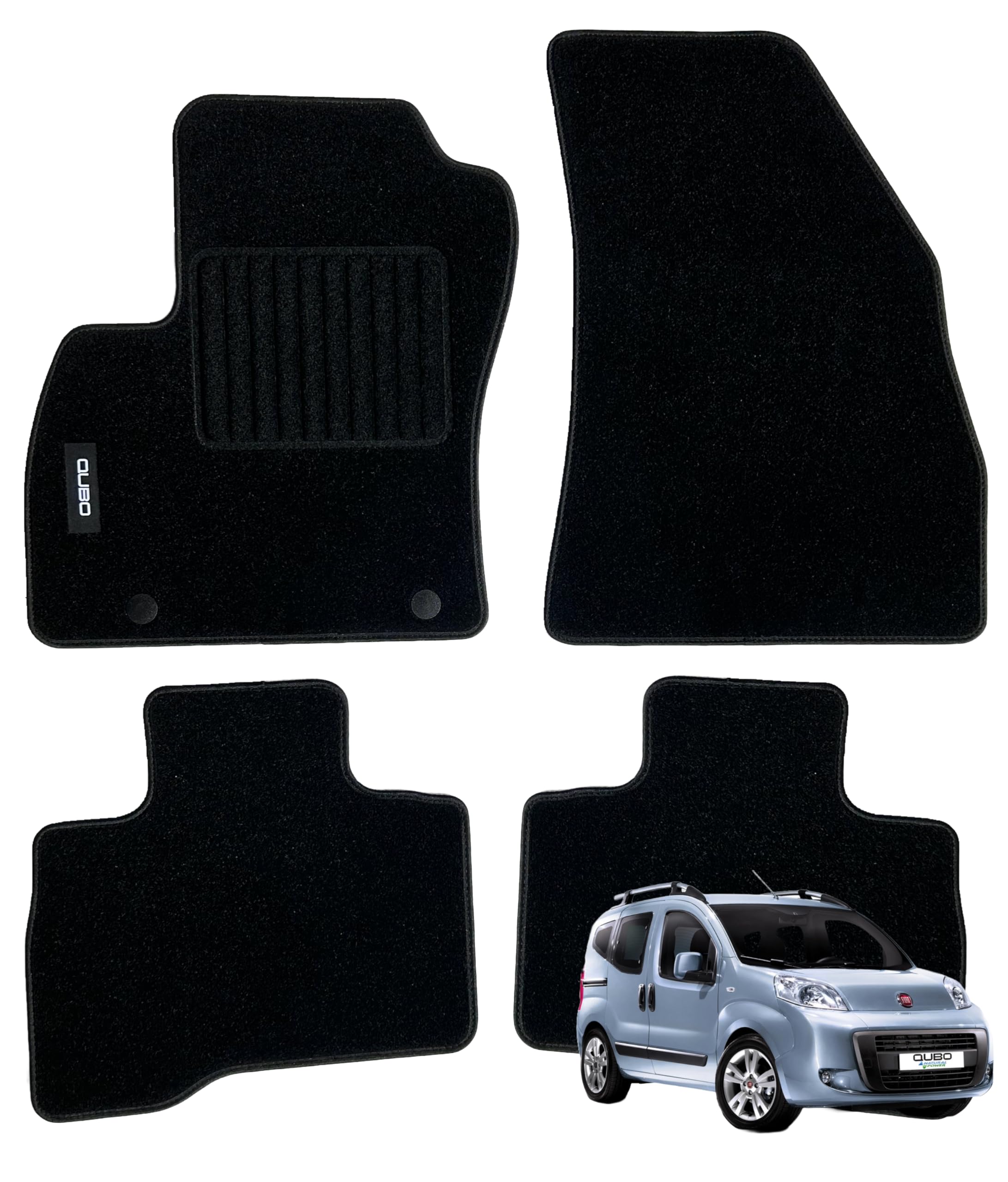 Tappetini Auto Fiat Qubo Anteriori In Velluto – 2 Pezzi Su Misura Con Rinforzo Antiusura - 4