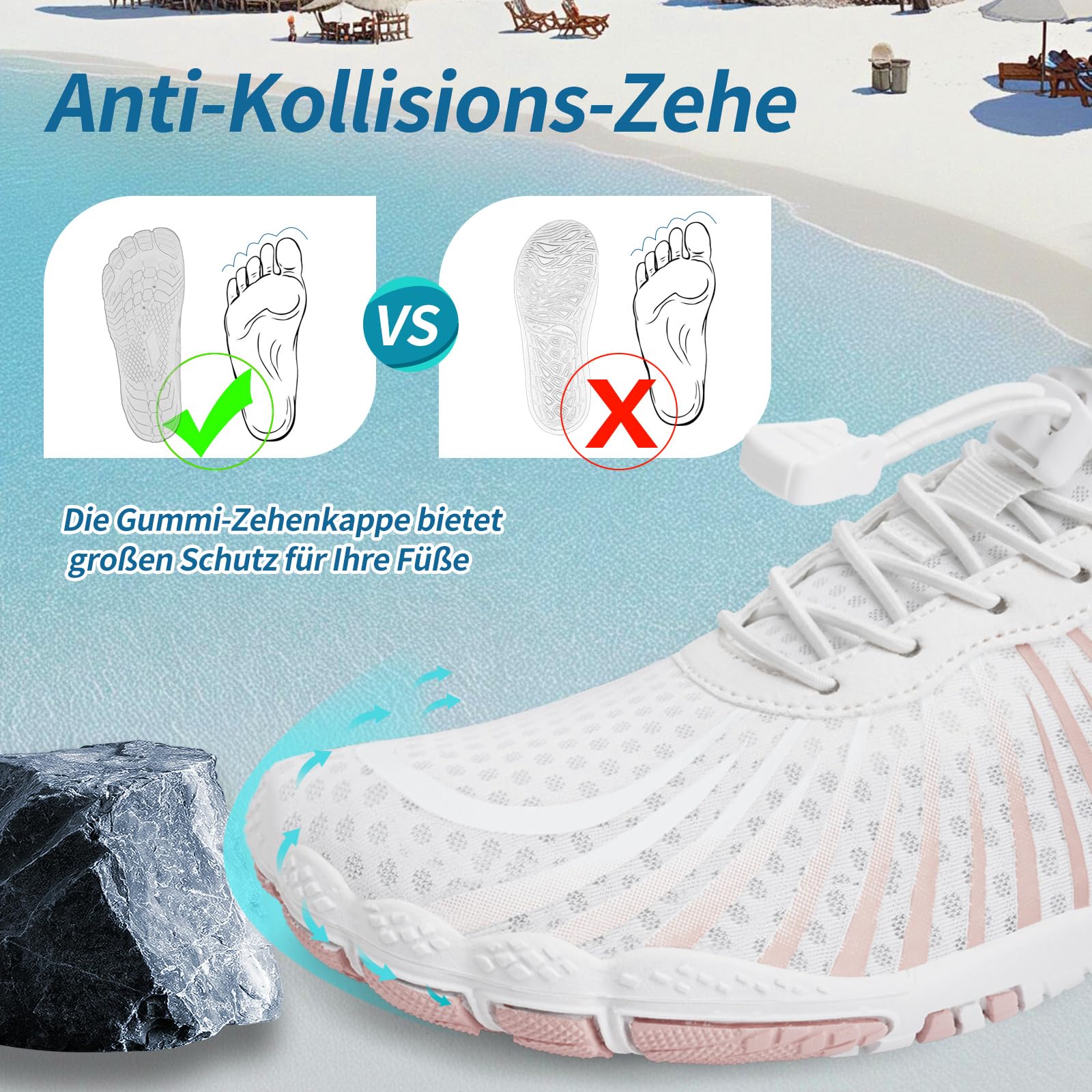 WateLves Zapatos Descalzos Todoterreno para Hombres Y Mujeres para Correr En El Agua para Nadar AcuáTicos Playa Transpirable Y Antideslizante