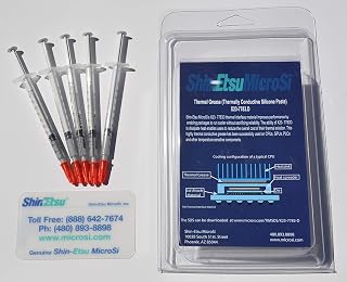 X23-7783D, Direct From Manufacturer Shin-Etsu MicroSi, Genuine High Performance Silicone Thermal Grease, Five 0. 5 gm syringes (5x0. 5 gm), with Lot #, Exp. Date