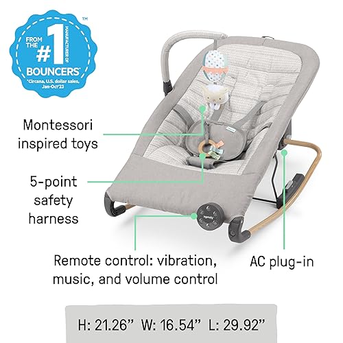 Miniatura 2 de Ingenuity Keep Inmotion - Asiento mecedor automático para bebé, con control remoto para vibración, música y control de volumen, materiales de