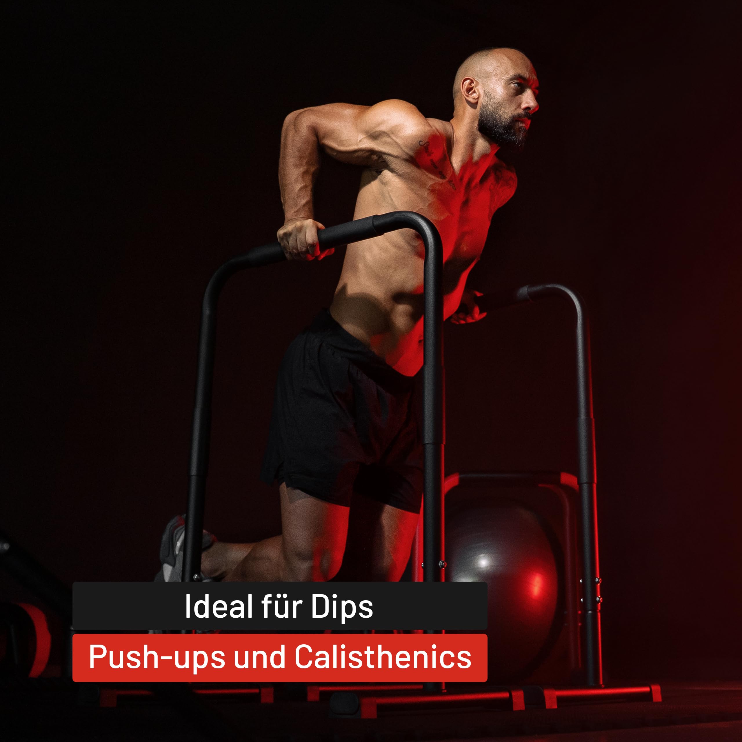 GORILLA SPORTS® Dip Barren - 2er Set, 68 x 45 x 94 cm, bis 200 kg, rutschfest, Stahl, Farbwahl - Fitness Parallettes, Dip Station, Push Up Bars, Dip Stand, Calisthenics