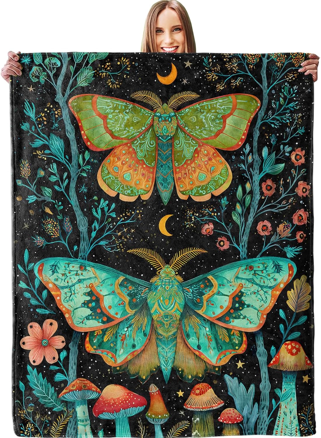 Colorful Llama & Floral Blanket - Plush, Soft, Comfy, Lightweight, Warm, Fuzzy, Cozy Flannel Throw Blanket for Couch, Travel, Bed, Office, Outdoor - 60in×80in