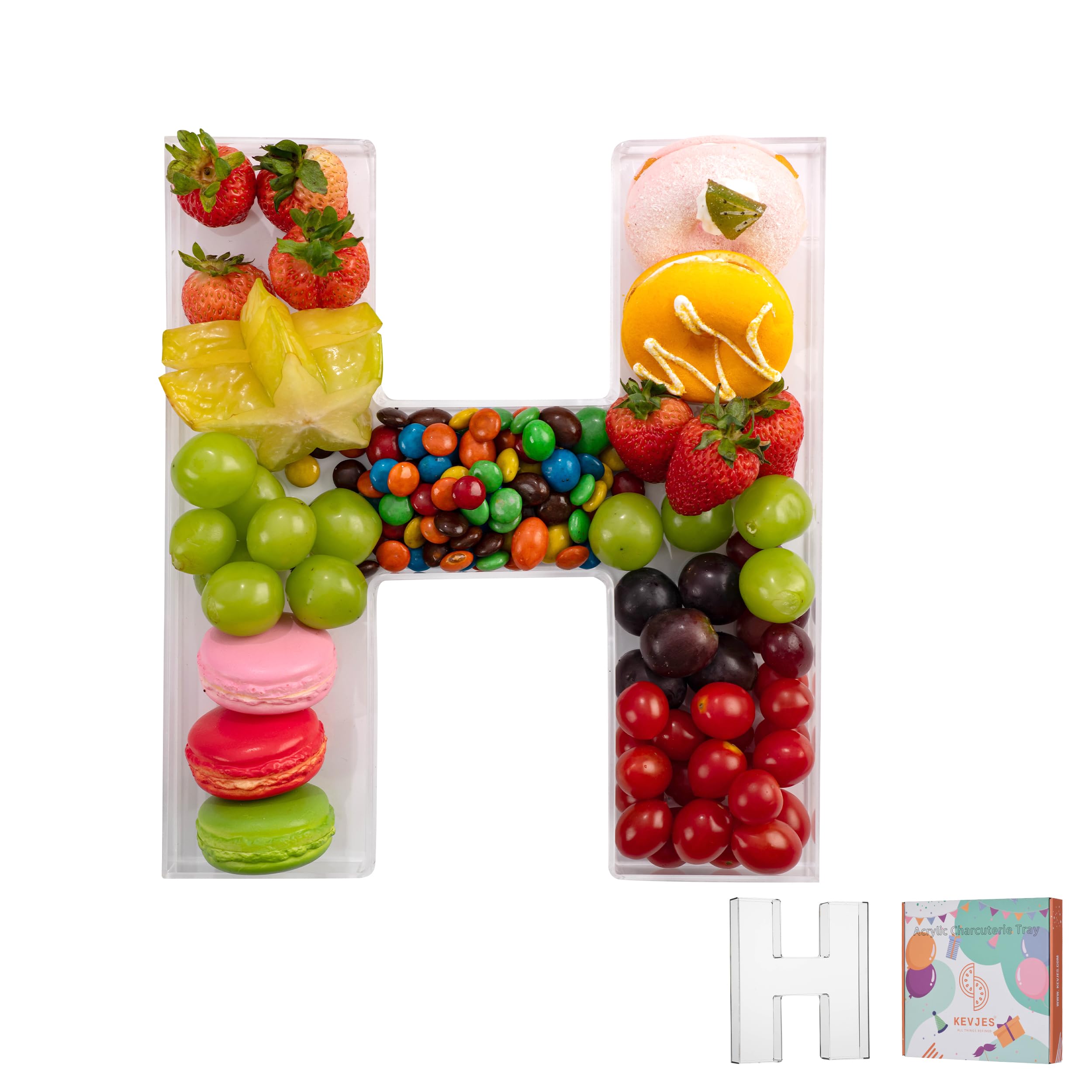 Photo 1 of 11" Clear Acrylic Letter & Number Charcuterie Tray-Reusable Fillable Alphabet Box for Displaying Candy,Cake,Snacks– Party Dessert Serving Plate for Birthday, Wedding Anniversaries, Baby Shower (H)