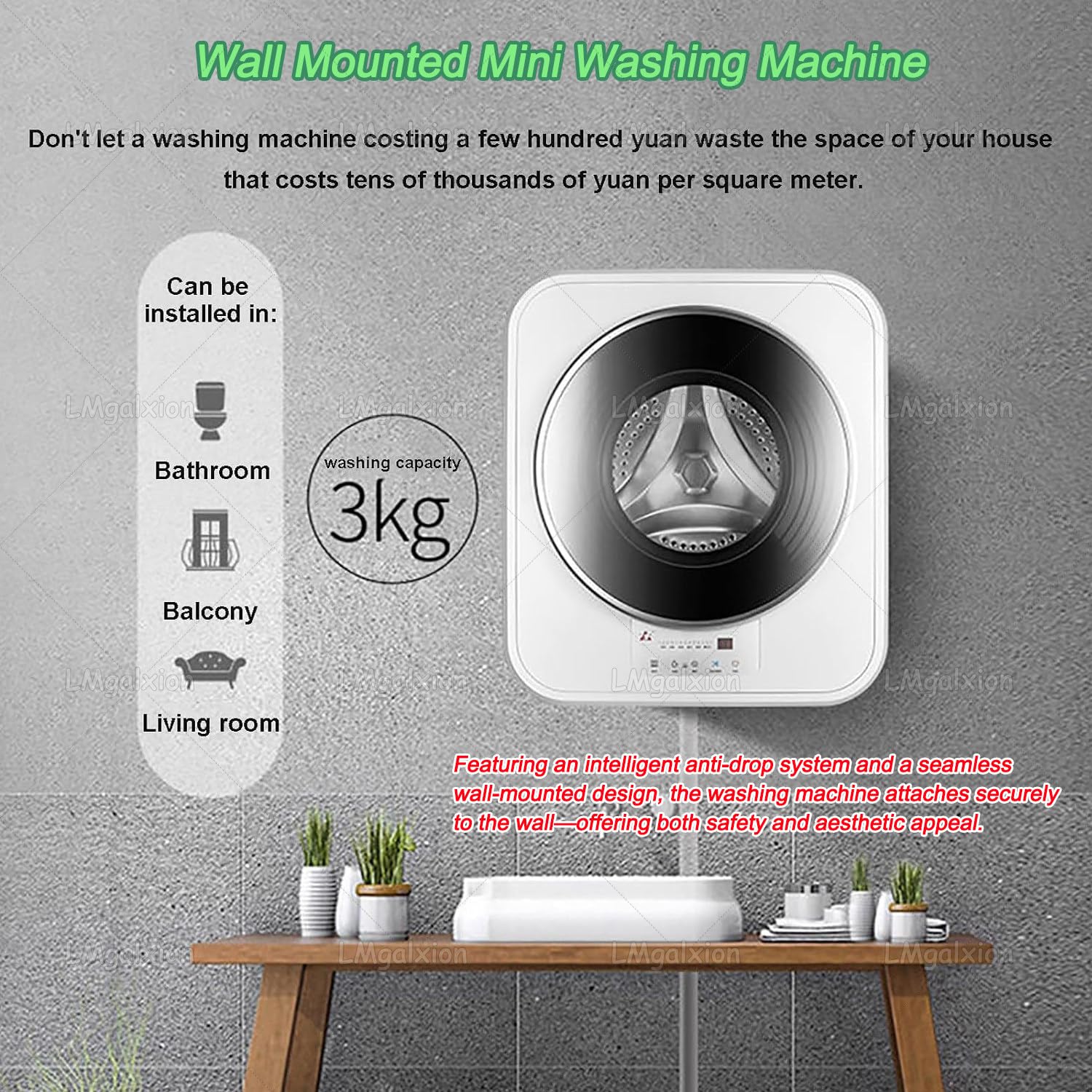 Minilavadora Inteligente De Pared Con Función De Secado(Capacidad De 3 Kg)