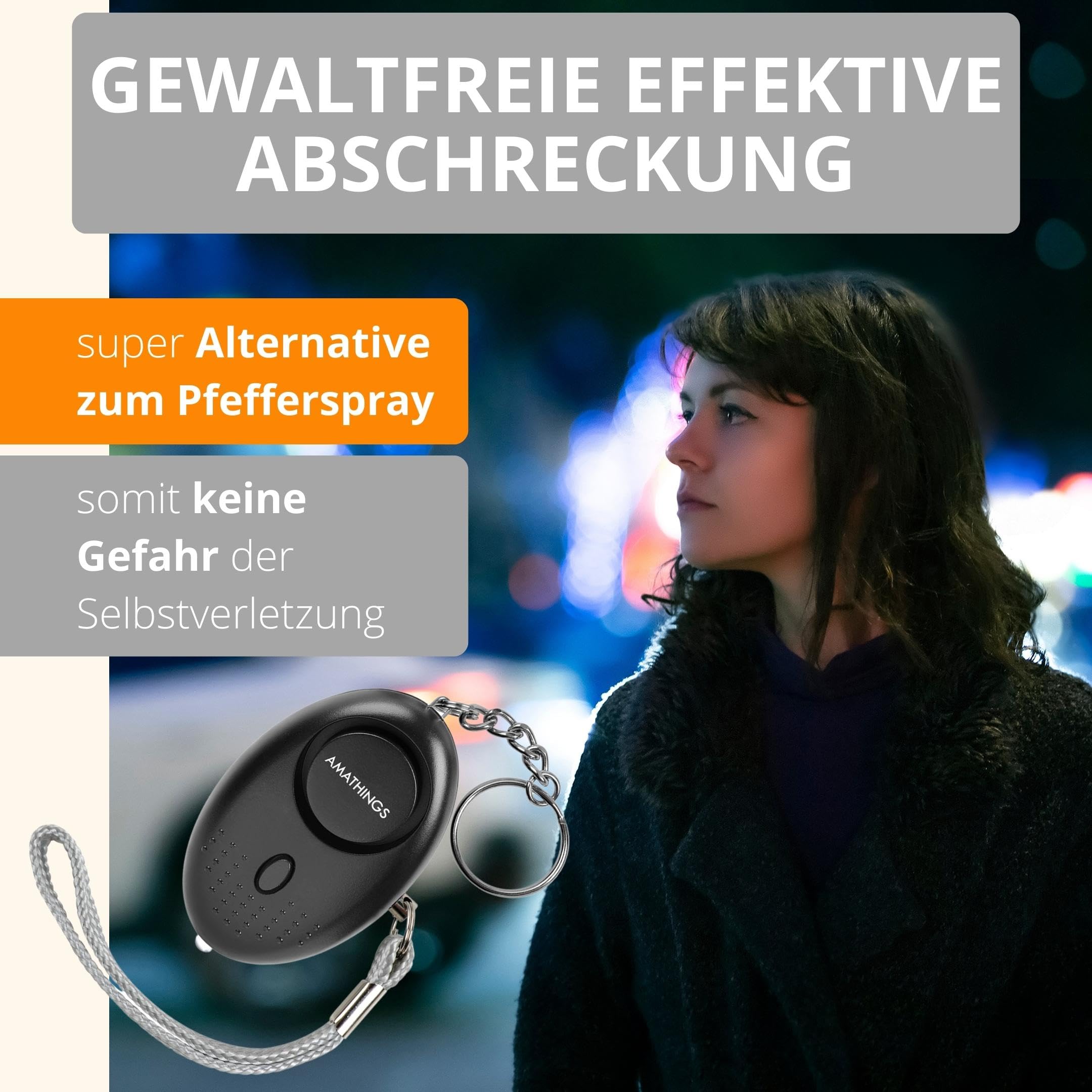 AMATHINGS Portachiavi Allarme tascabile con luce LED - Allarme antipanico per autodifesa - Adatto a qualsiasi età