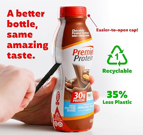 Miniatura 3 de Premier Protein Batido, chocolate con mantequilla de maní líquido, 1.06 oz de proteína, 0.04 oz de azúcar y batido, masa de galletas, 11.5 onzas