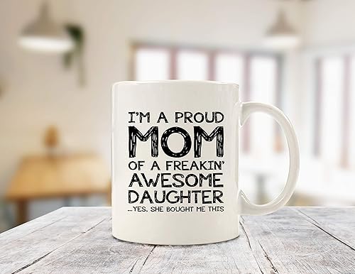 Miniatura 3 de Taza de café divertida con texto en inglés "Proud Mom Of A Awesome Daughter", regalos para mamá de parte de su hija, niño, regalo para las mejores