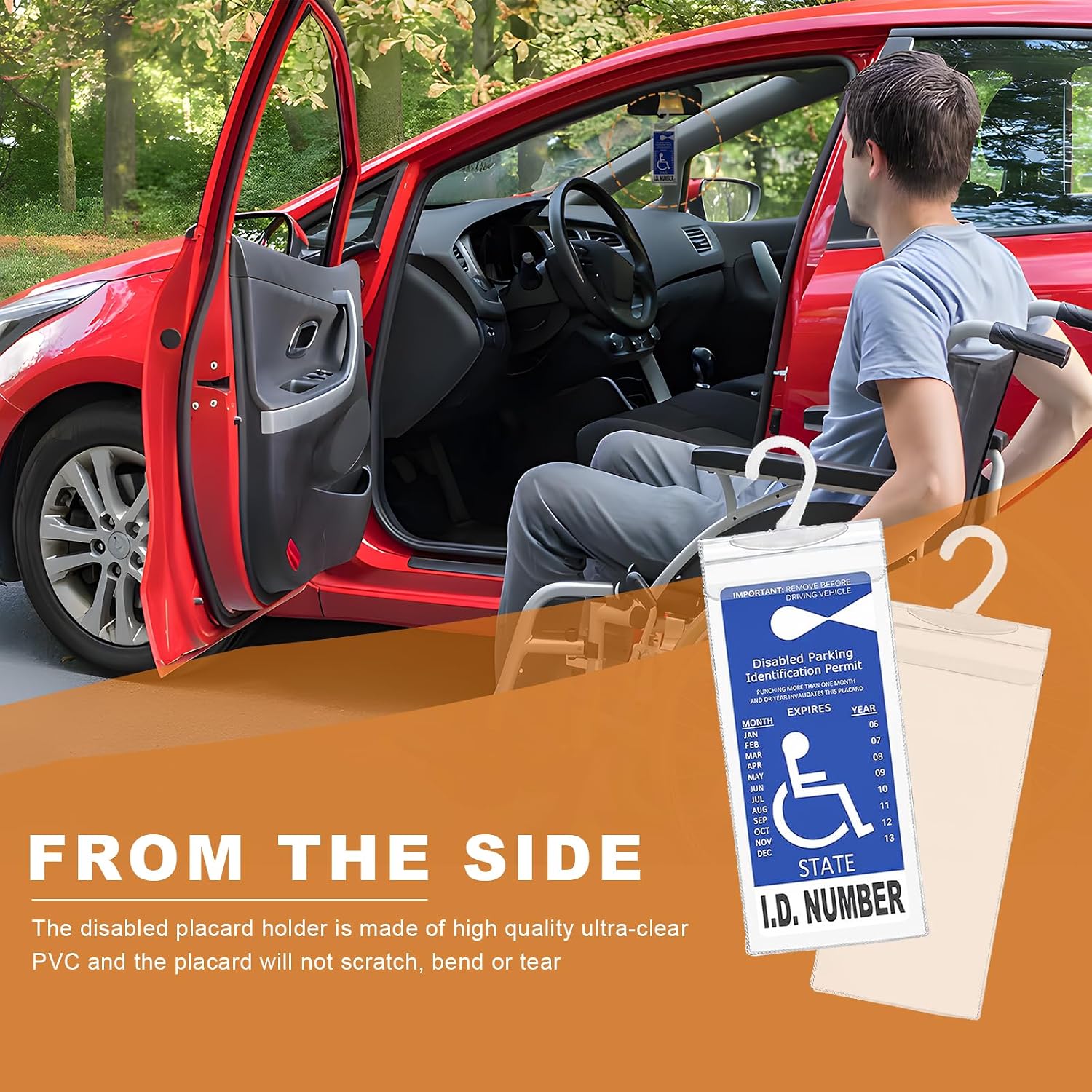 Handicap Parking Placard Holder, 11.6"×5" Clear Disabled Permit Protective Cover with Large Hanger, Ultra Transparent Sun Visor Handicapped Placard Protector for Most Vehicles