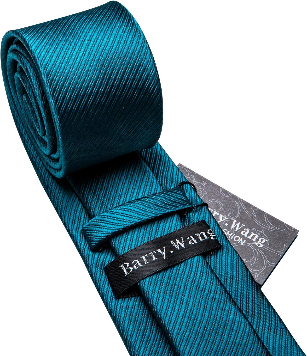 Barry.Wang Tie Sets for Men Silk Stripe Necktie Woven Checkered Handkerchief Cufflinks Formal Business Wedding - Image 6
