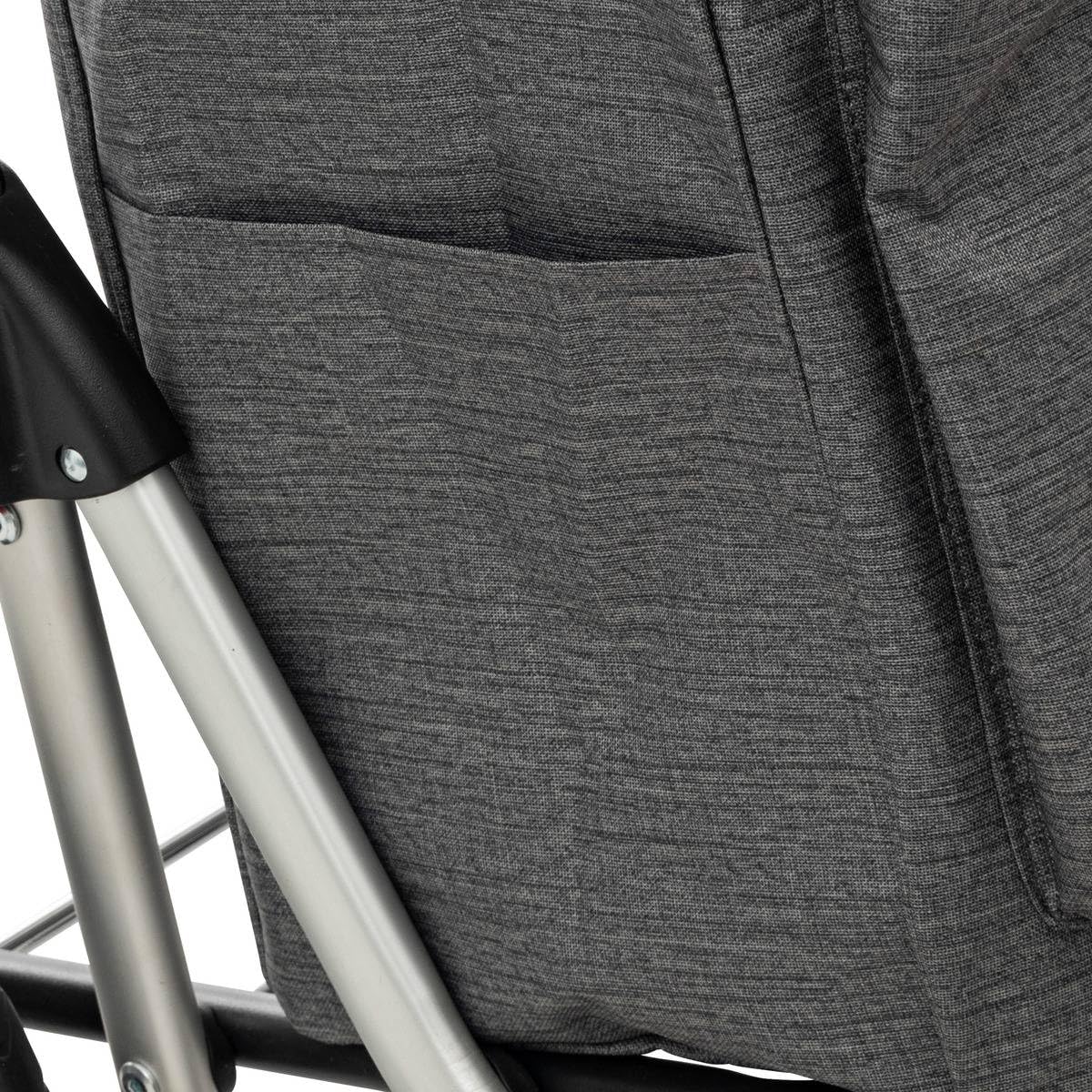 5five - Carrello pieghevole a 4 ruote, grigio, 46L - Maniglia regolabile - Tasche con cerniera - Scomparto per alimenti freschi - Leggero - Shopping e mercato - Attività all'aperto