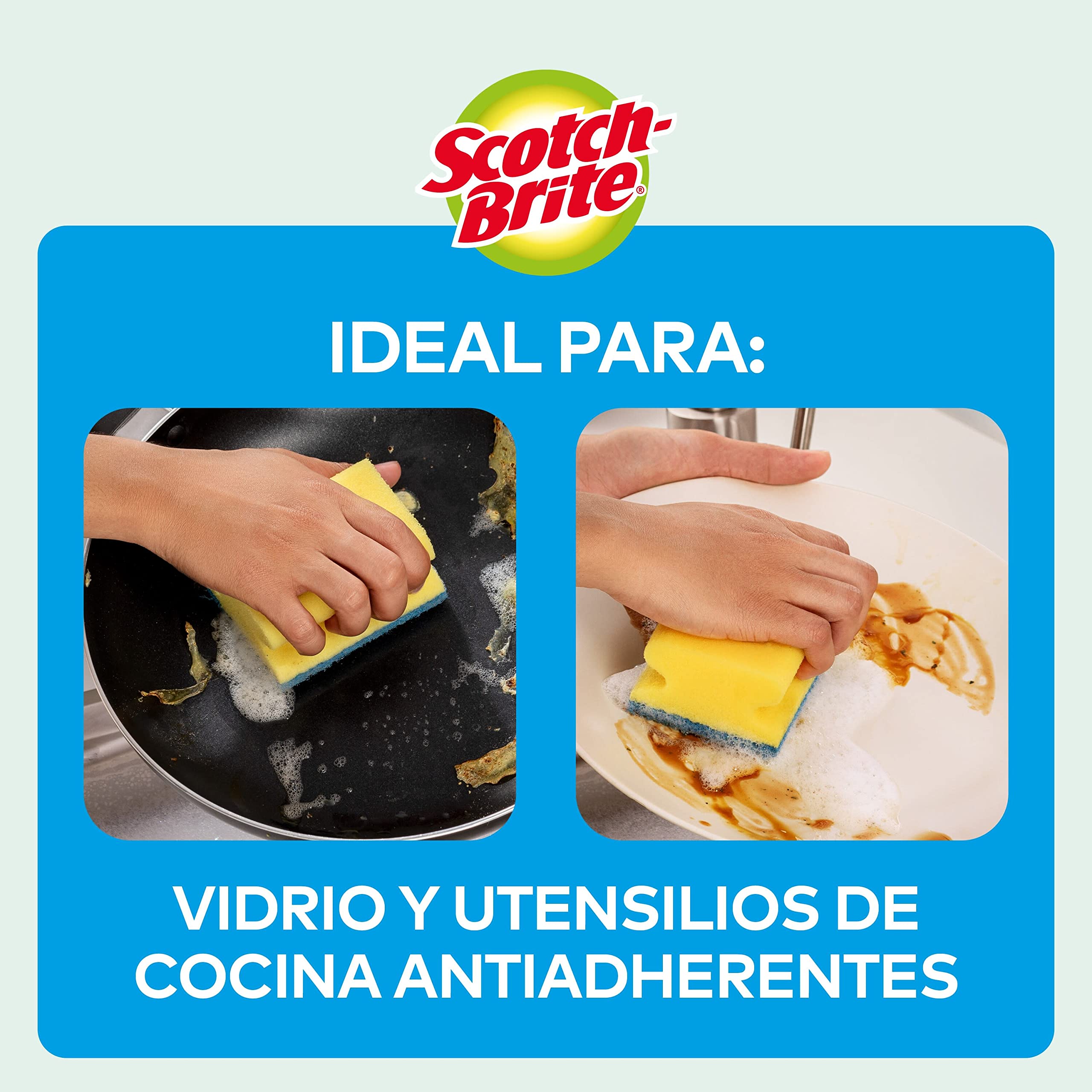Scotch-Brite Estropajo para fregar sin rayar delicado. 12 esponjas por paquete - Seguro para cristal y utensilios de cocina antiadherentes — view 5