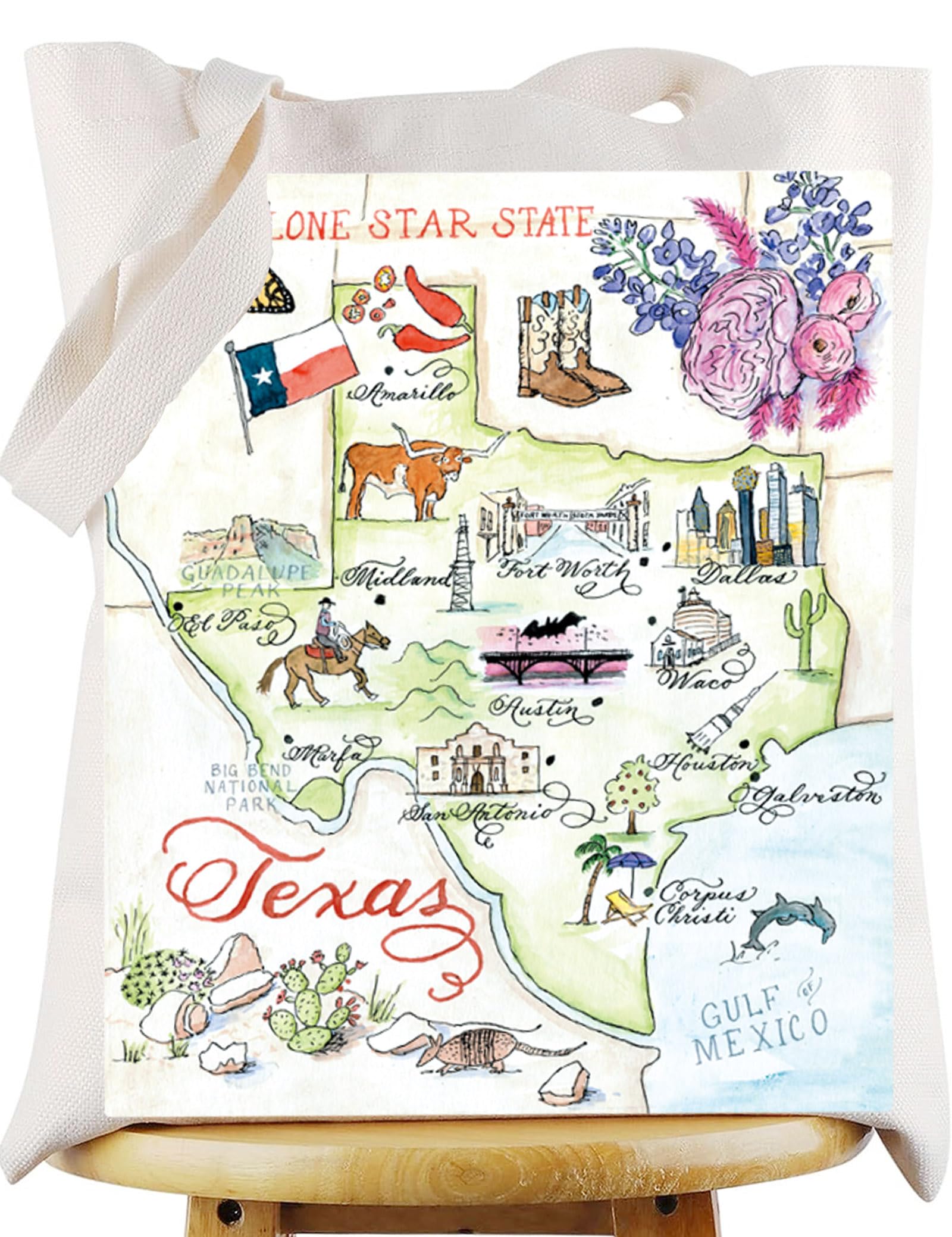 WZMPA Texas State Tote Bag Souvenirs Gift Vacation Shoulder Bag Landmarks Merchandise