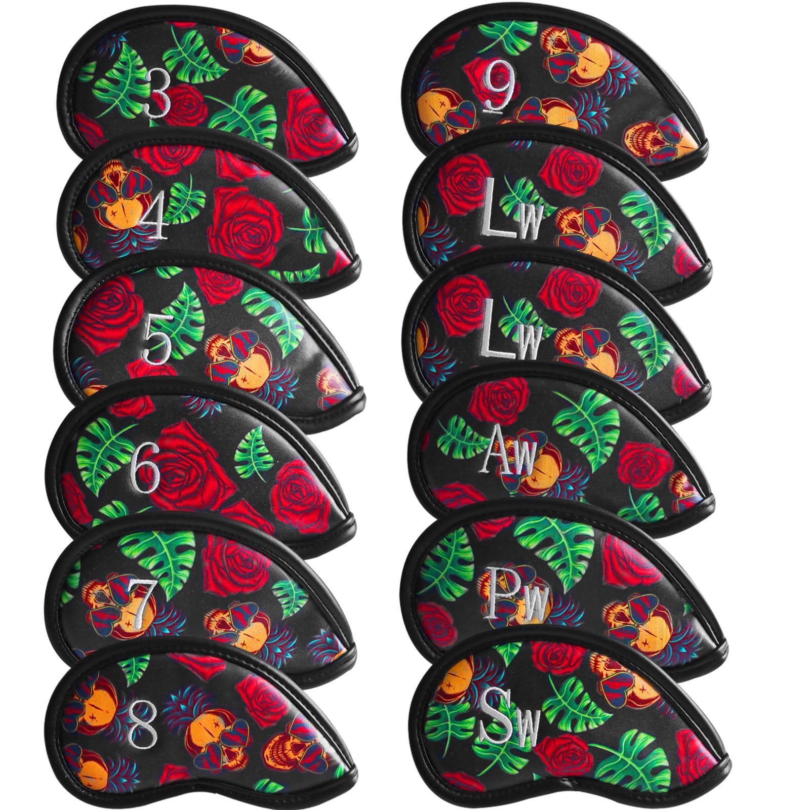 Golf Iron Head Covers Numbers Synthetic Leather Headcover Deluxe Value 12 Pcs Set, Golf Iron Headcovers Protector for Club Mens Protable Fit All Brands (Vermeil)