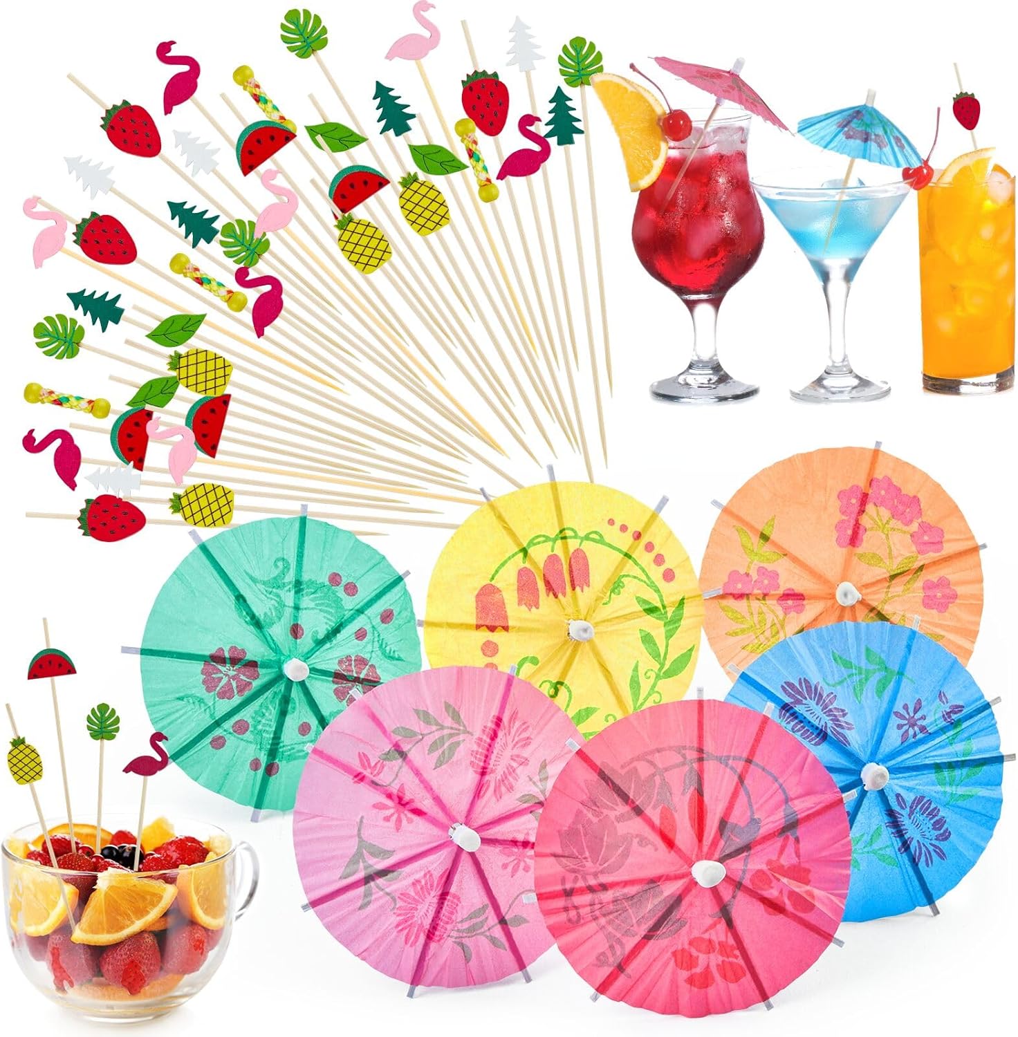 ZORRITA 200 Pcs Cocktail Umbrellas for Drinks, Colorful