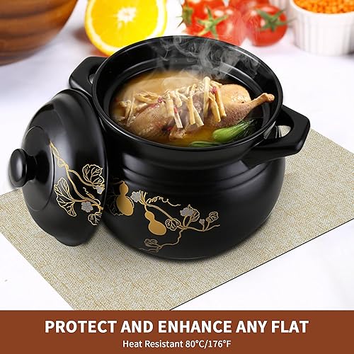 Miniatura 5 de DOLOPL Juego de 6 manteles individuales de piel sintética beige resistentes al calor para mesa de comedor, impermeables, a prueba de aceite,