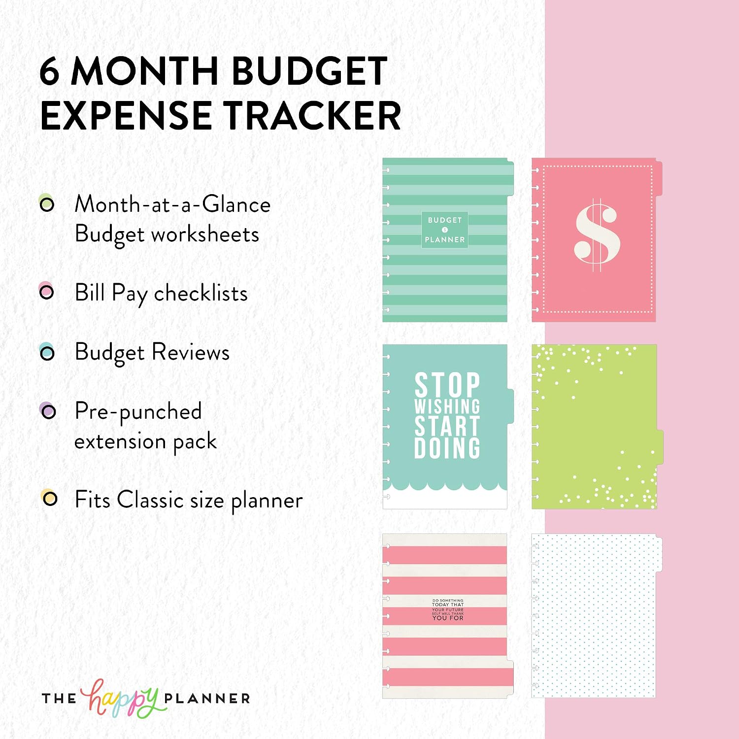 me & my BIG ideas Budget Extension Pack - The Happy Planner Scrapbooking Supplies - 6 Month Expense Tracker - Bill Pay Checklists & Budget Sheets - Stickers & Dividers for Budgeting - Classic Size