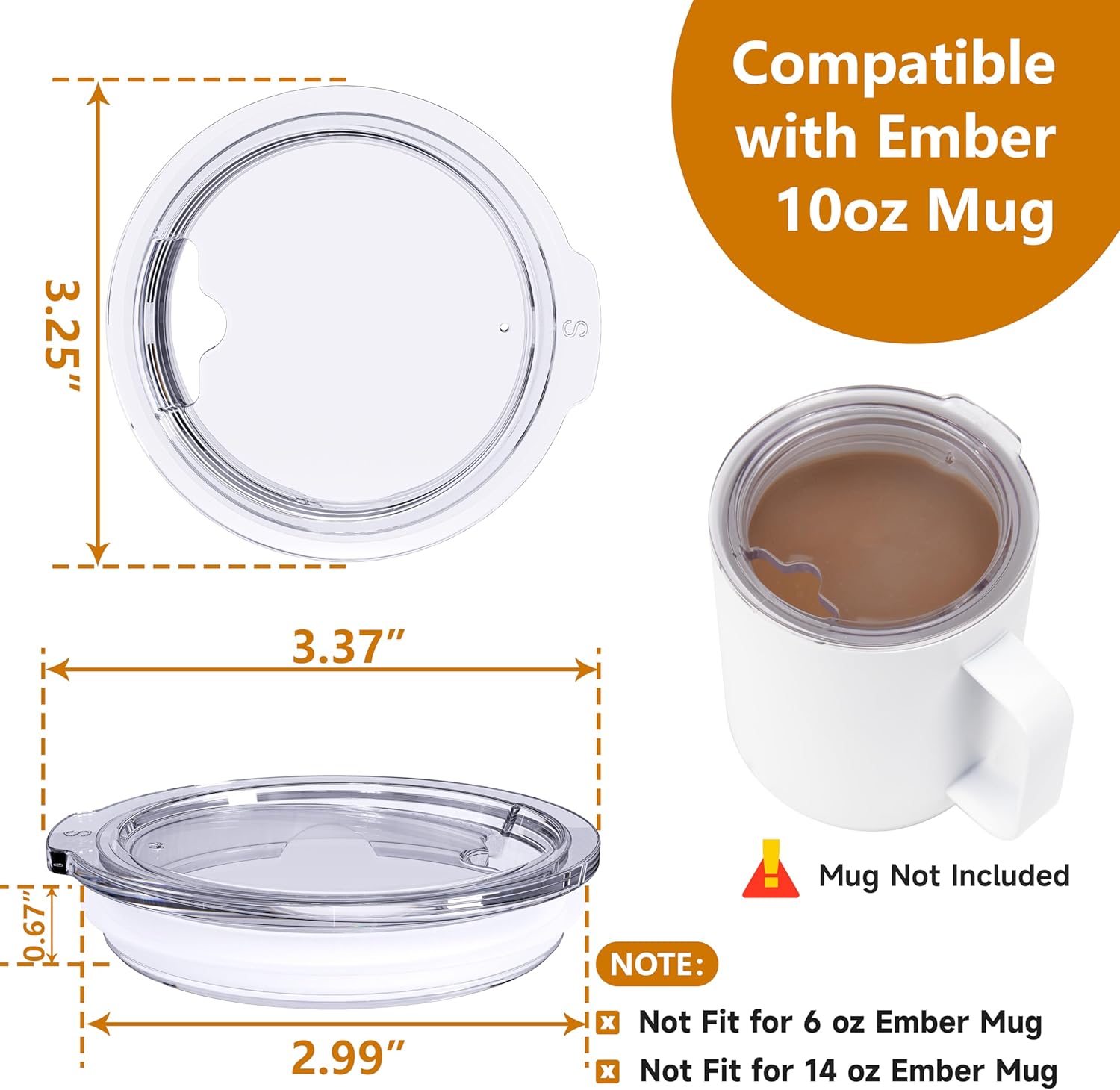 Cup Lid Replacement for 10oz Ember Temperature Control Smart Mug 2, Splash-proof Lid with Sealing Silicone Ring, Coffee Mug Lid, BPA-Free (Cup Not Included) Cup Lid Replacement for 10oz Ember Temperature Control Smart Mug 2, Splash-proof Lid with Sealing Silicone Ring, Coffee Mug Lid, BPA-Free (Cup Not Included)