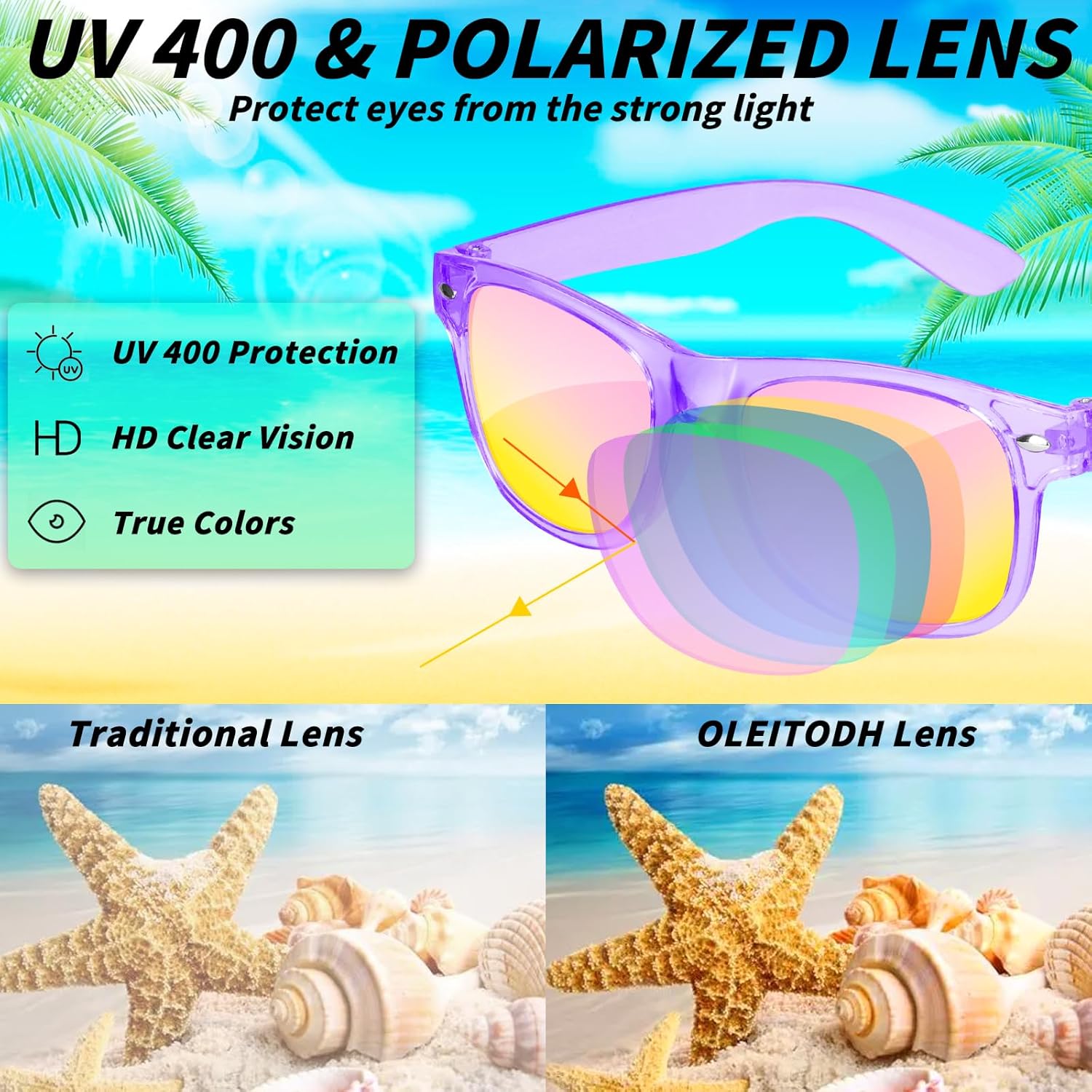 Kids Translucent Sunglasses Bulk, Kids Neon Sunglasses Party Favor with UV400 Protection for Boys Girls Age 3-8 - Image 4