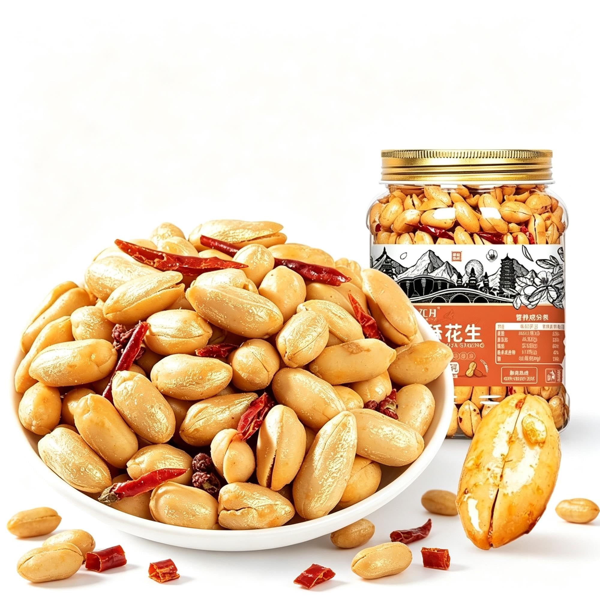 Snack Cacahuetes Tostados Picantes Tarro 500g